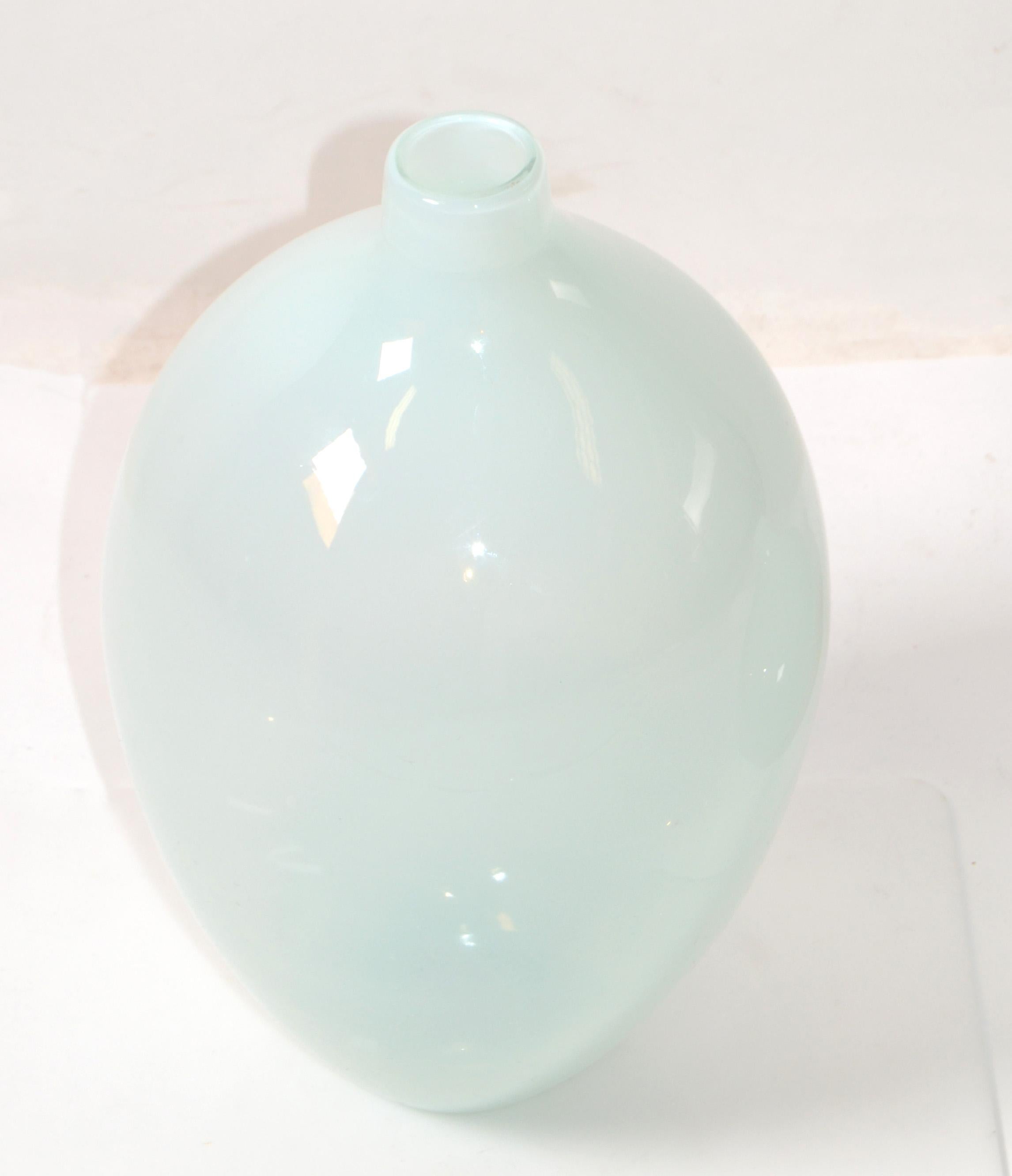 Set 2 Blenko Style Mid-Century Modern Hand Made Blown Art Glass Vessel, Vase  For Sale 2