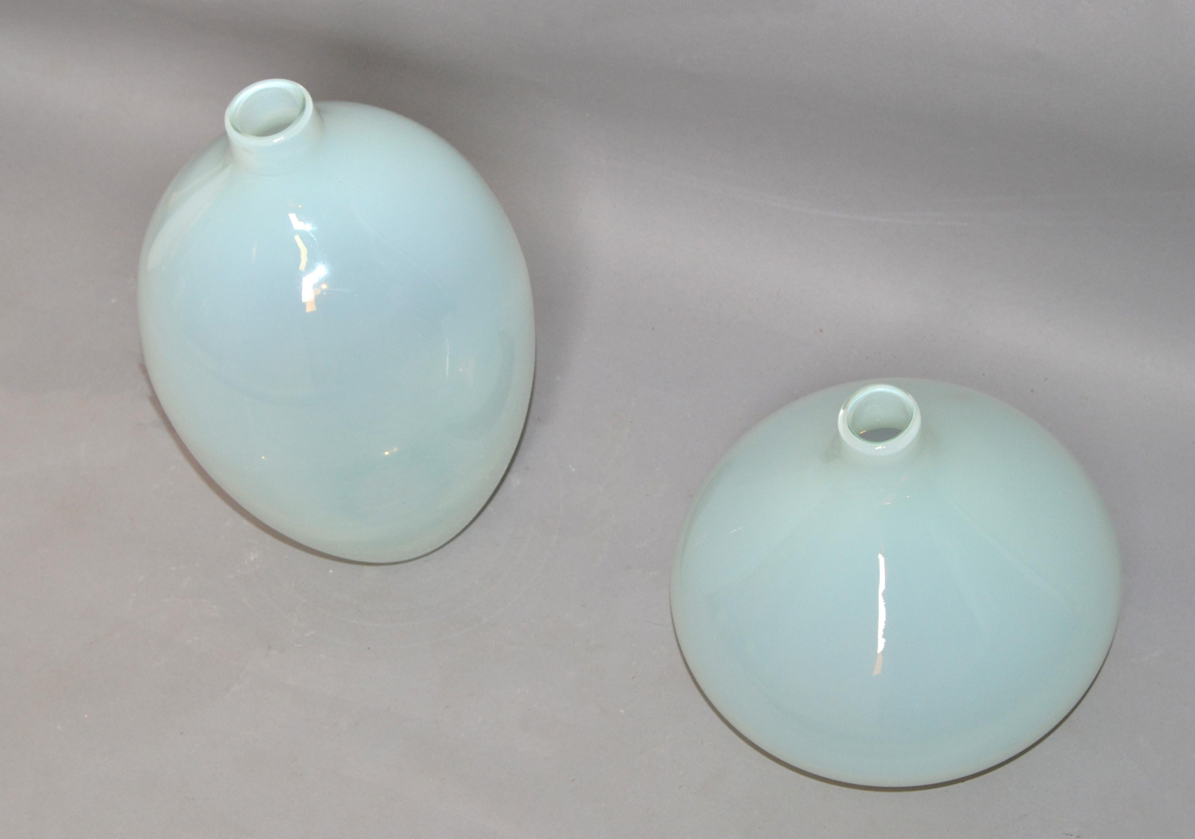 Set 2 Blenko Stil Modernes mundgeblasenes Kunstglasgefäß, Vase, Mid-Century Modern  (Moderne der Mitte des Jahrhunderts) im Angebot