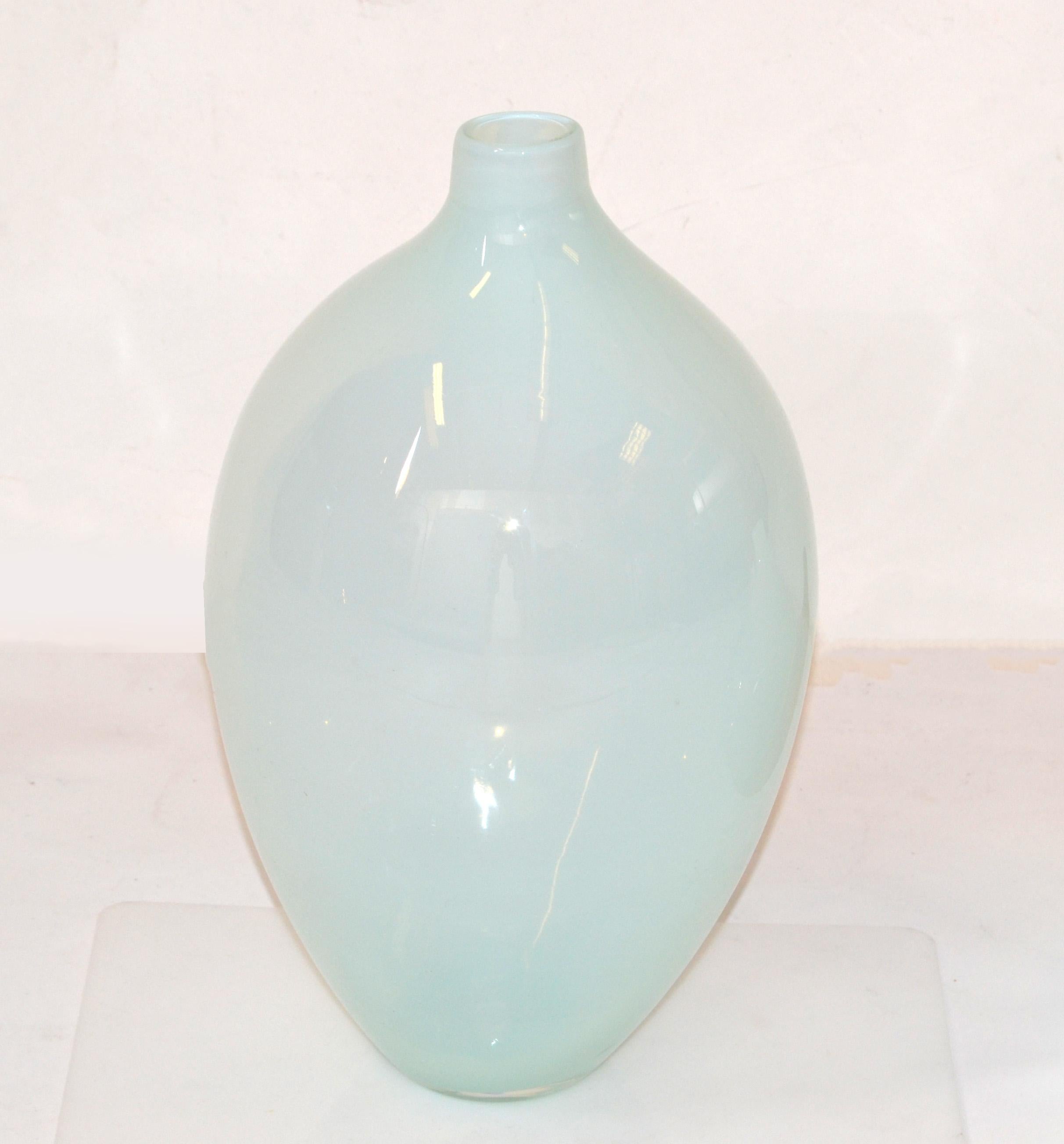 American Set 2 Blenko Style Mid-Century Modern Hand Made Blown Art Glass Vessel, Vase  For Sale