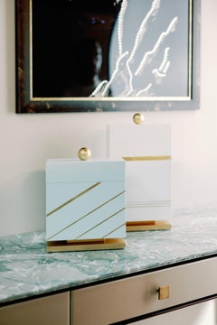 Set/2 Cajas, Blanco y Azul Claro, Hecho a Mano en Portugal por Lusitanus Home