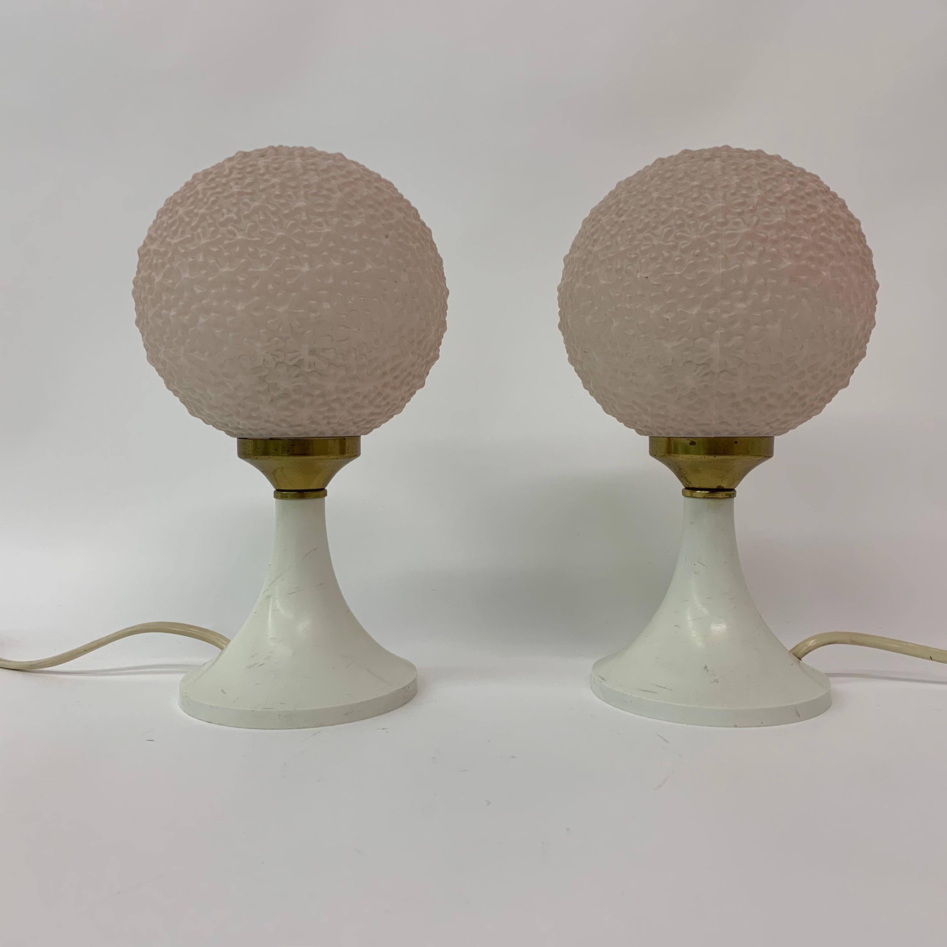 Set 2 Bubble Table Lamps Space Age Pink, 1970s 5