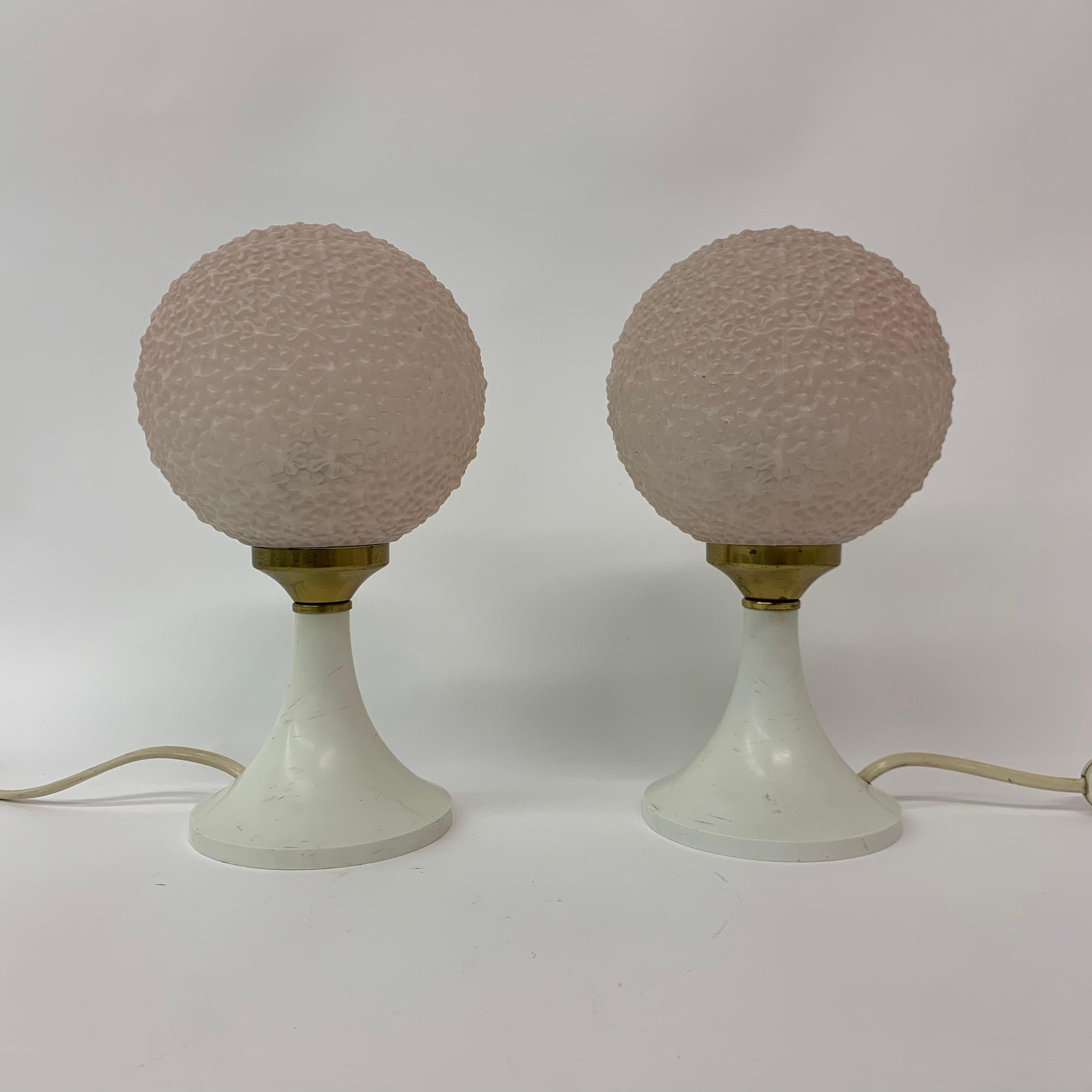 Set 2 Bubble Table Lamps Space Age Pink, 1970s 6