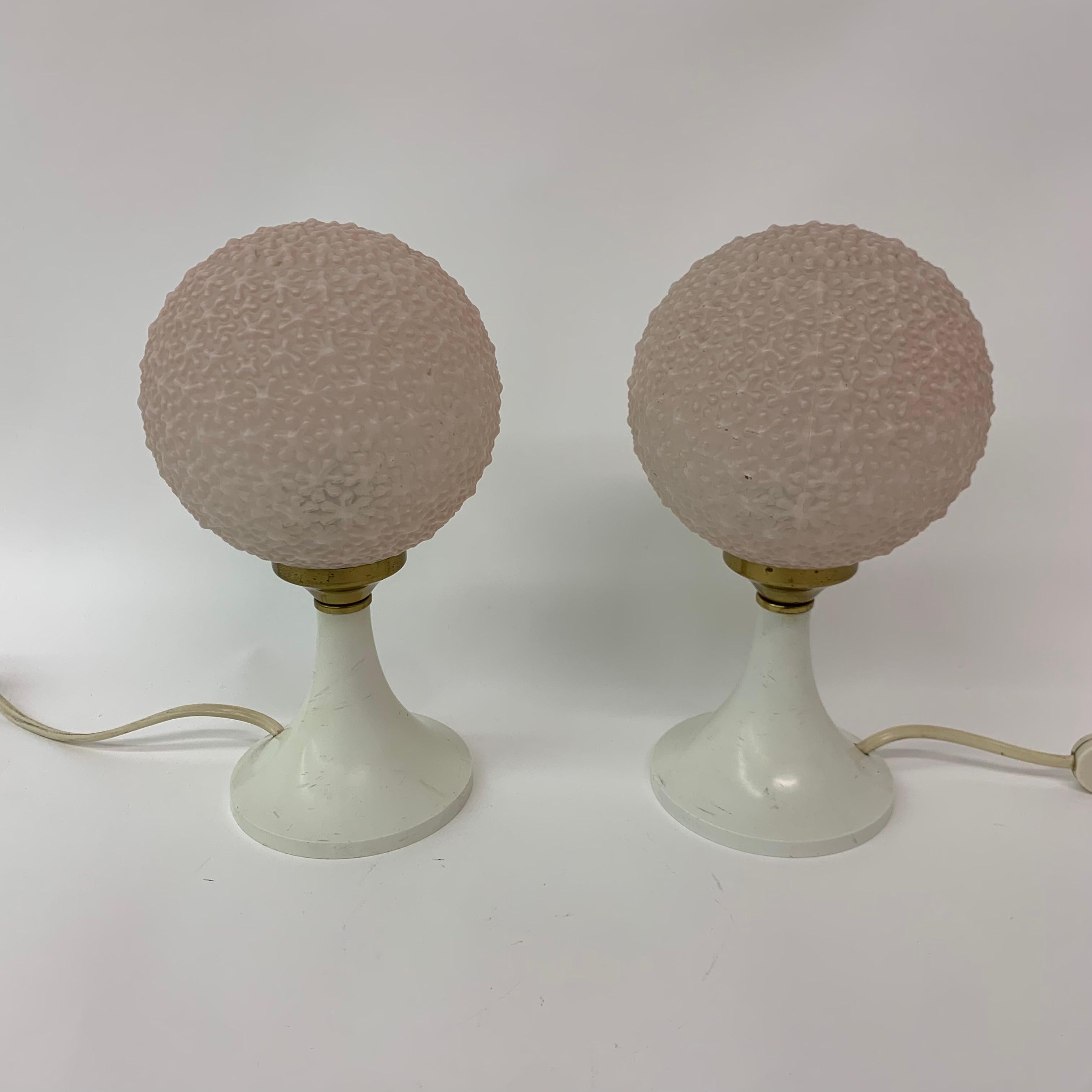 Set 2 Bubble Table Lamps Space Age Pink, 1970s 7