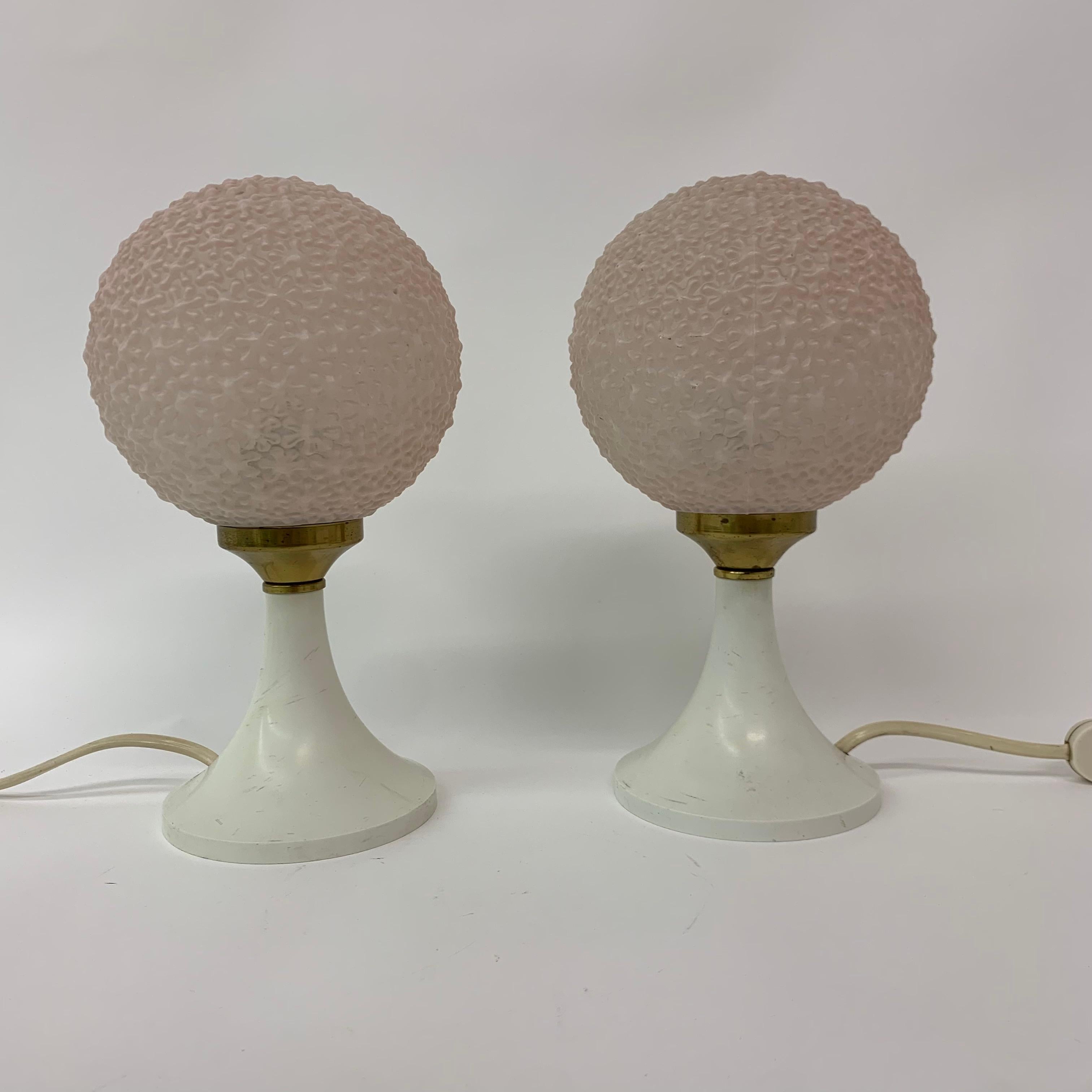 Set 2 Bubble Table Lamps Space Age Pink, 1970s 8
