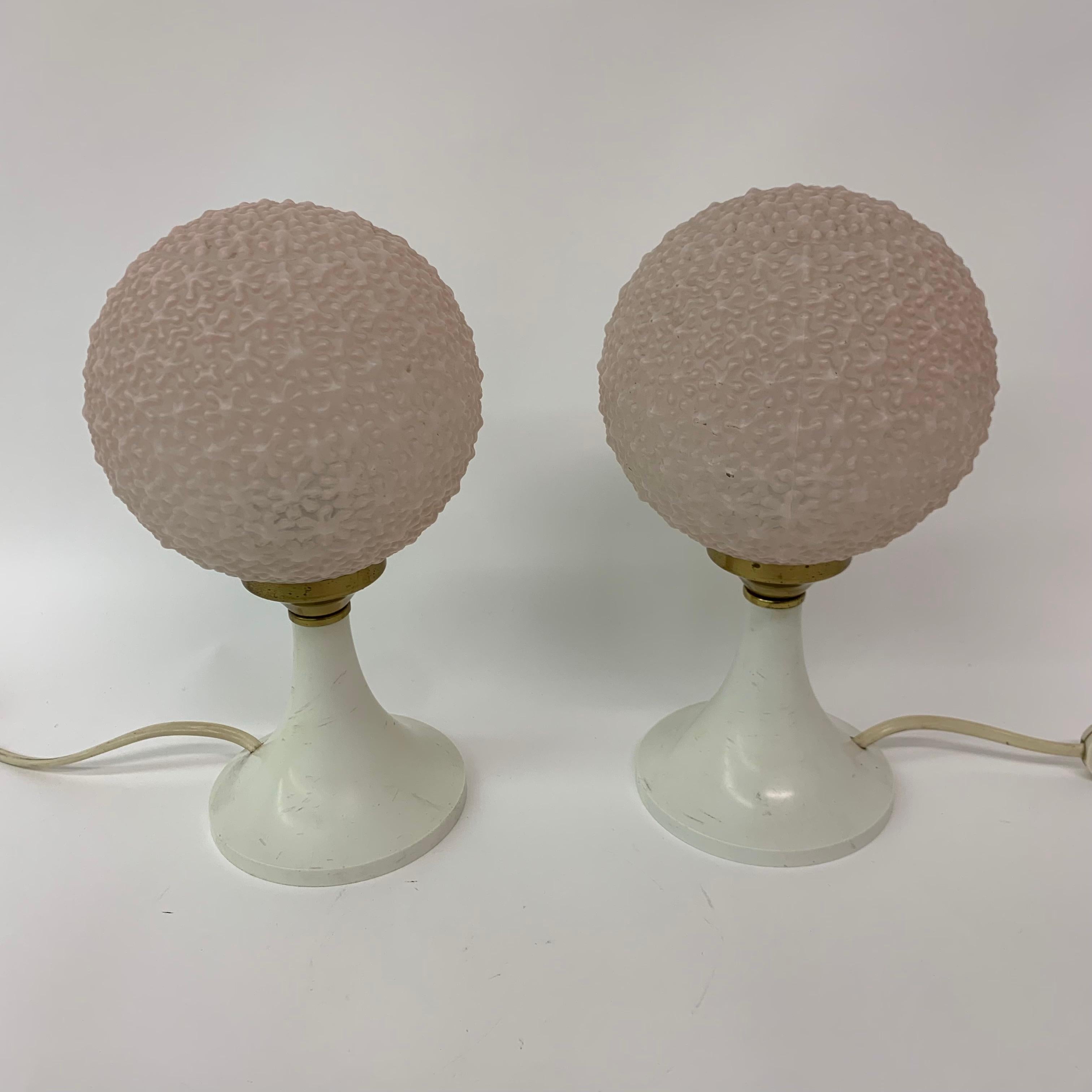 Set 2 Bubble Table Lamps Space Age Pink, 1970s 9