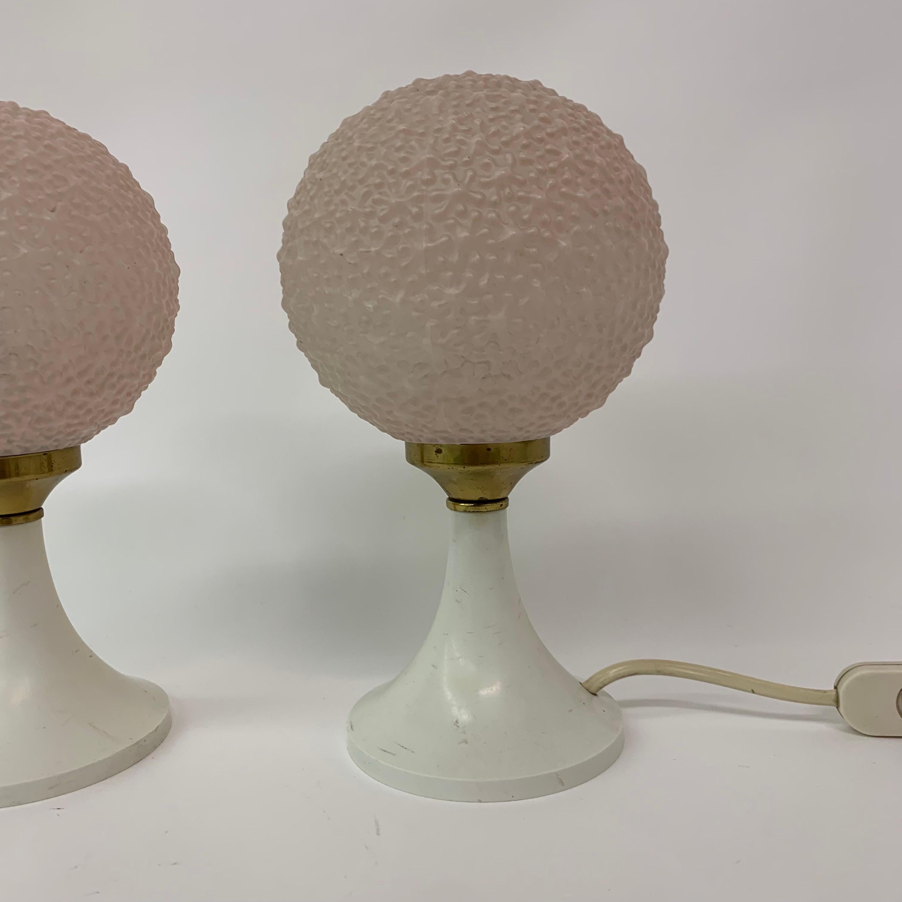 Set 2 Bubble Table Lamps Space Age Pink, 1970s 11