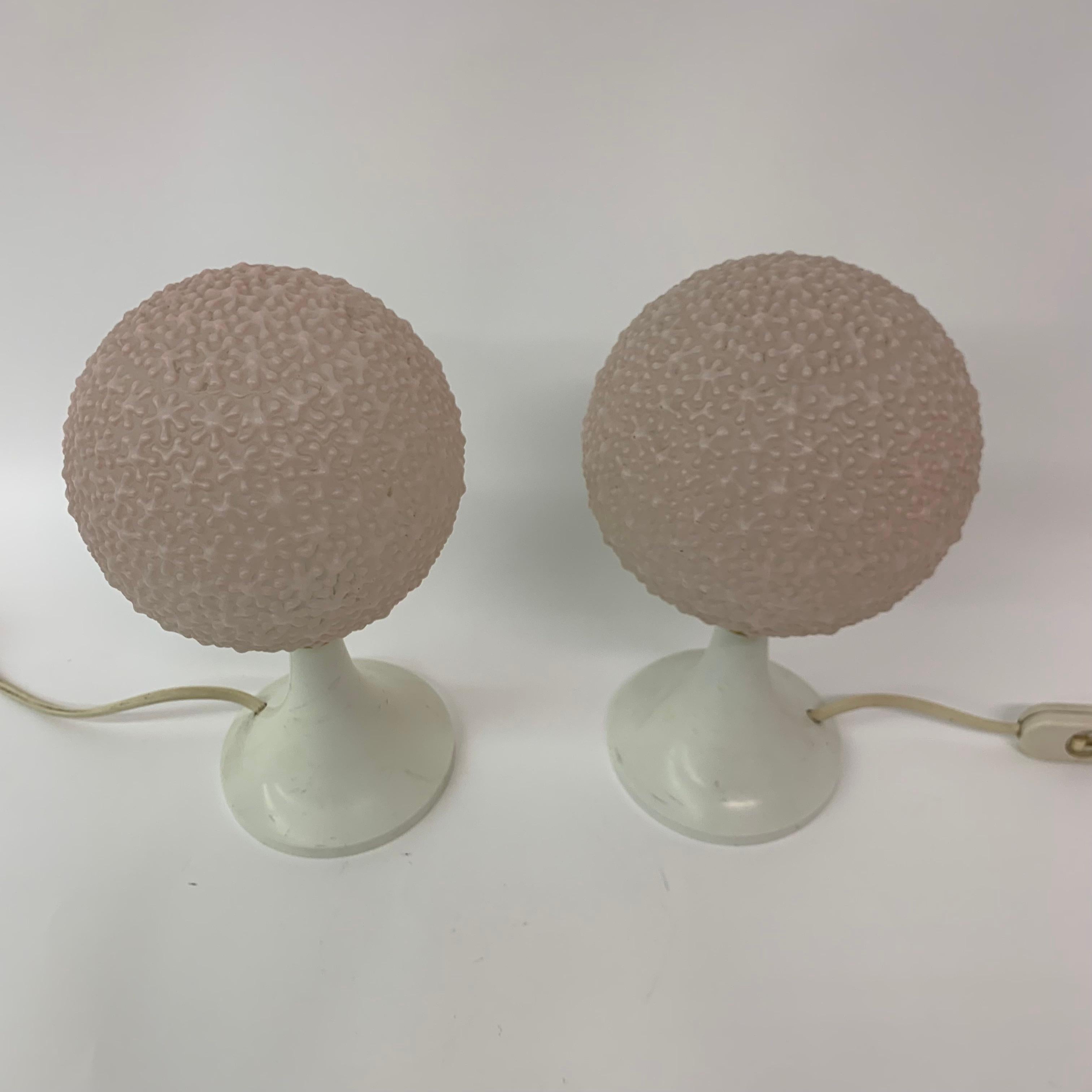Set 2 Bubble Table Lamps Space Age Pink, 1970s 12