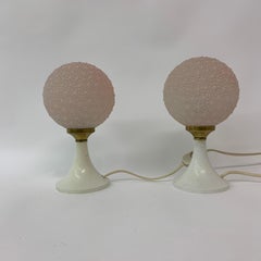Set 2 Bubble Table Lamps Space Age Pink, 1970s
