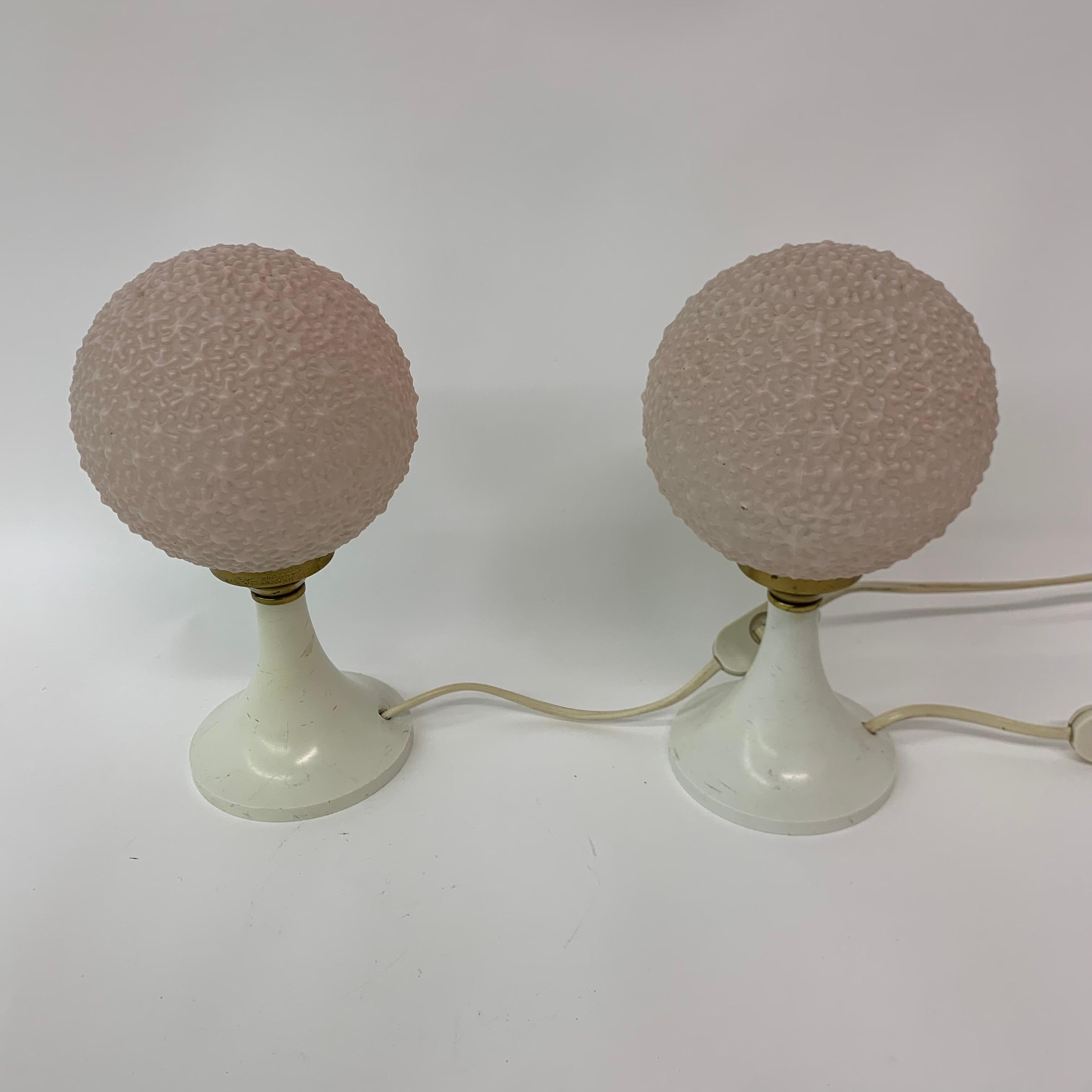 German Set 2 Bubble Table Lamps Space Age Pink, 1970s