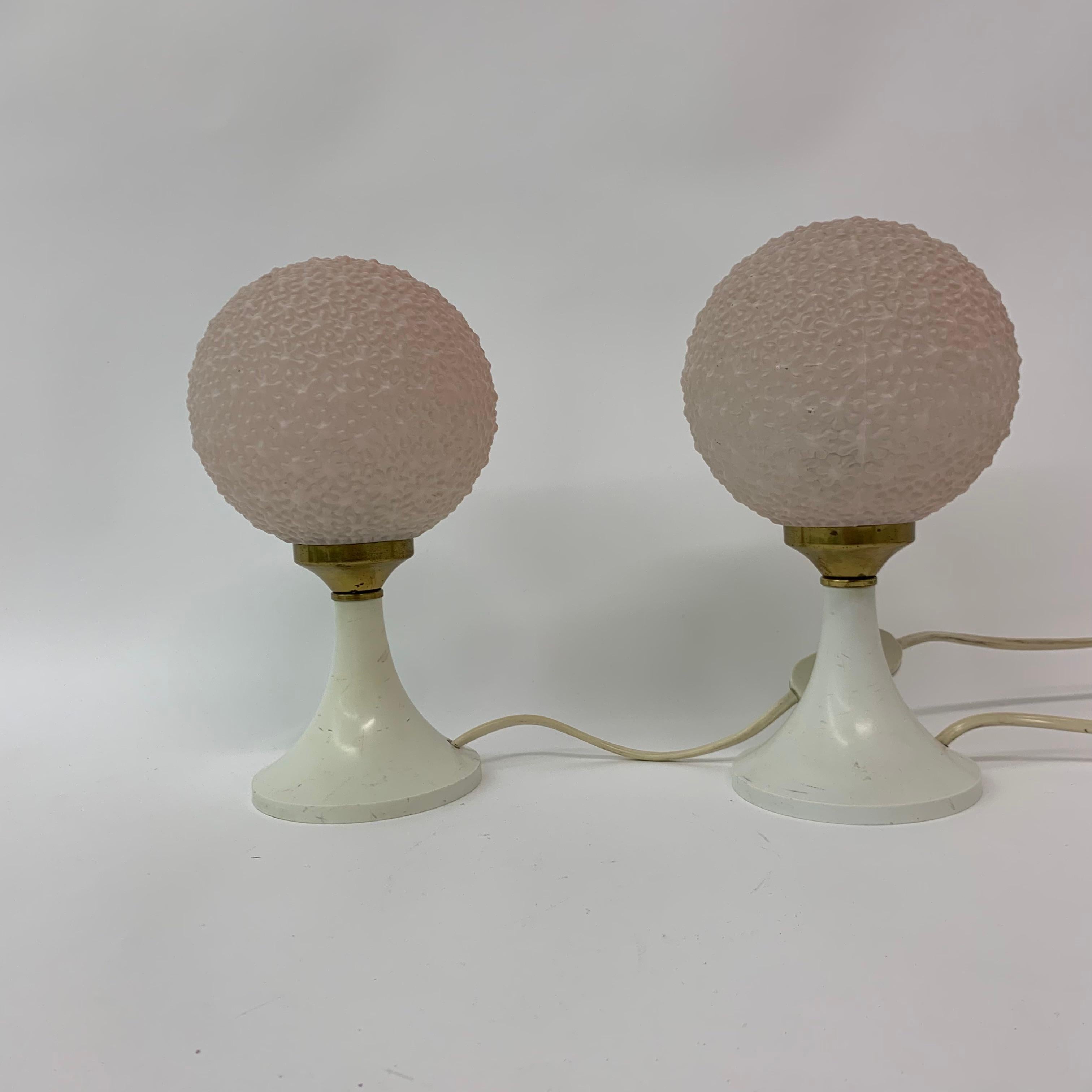 Late 20th Century Set 2 Bubble Table Lamps Space Age Pink, 1970s
