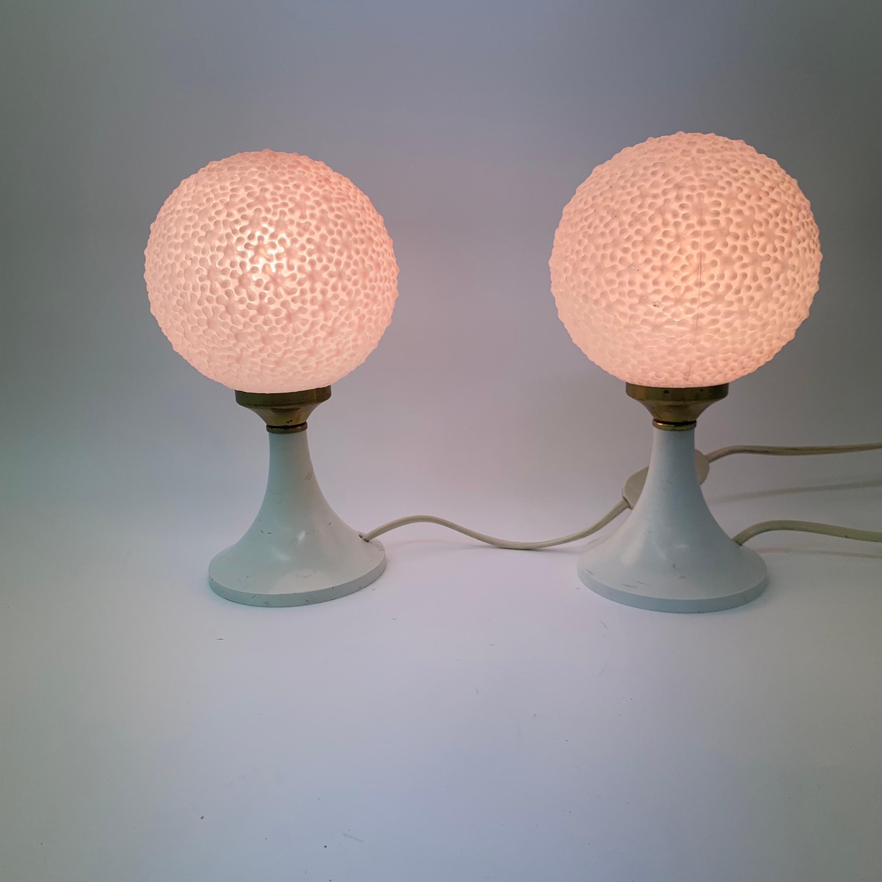Set 2 Bubble Table Lamps Space Age Pink, 1970s 1