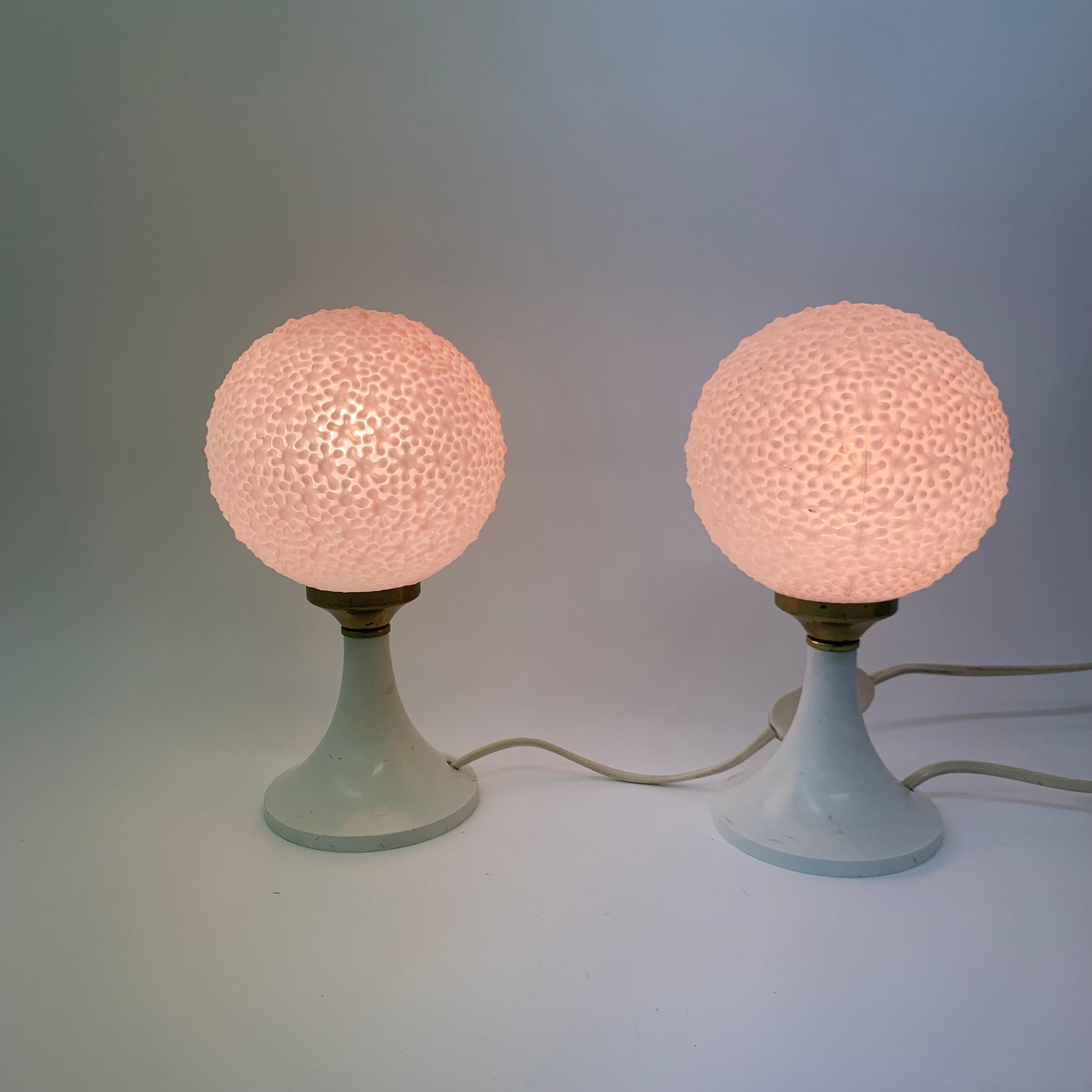 Set 2 Bubble Table Lamps Space Age Pink, 1970s 2