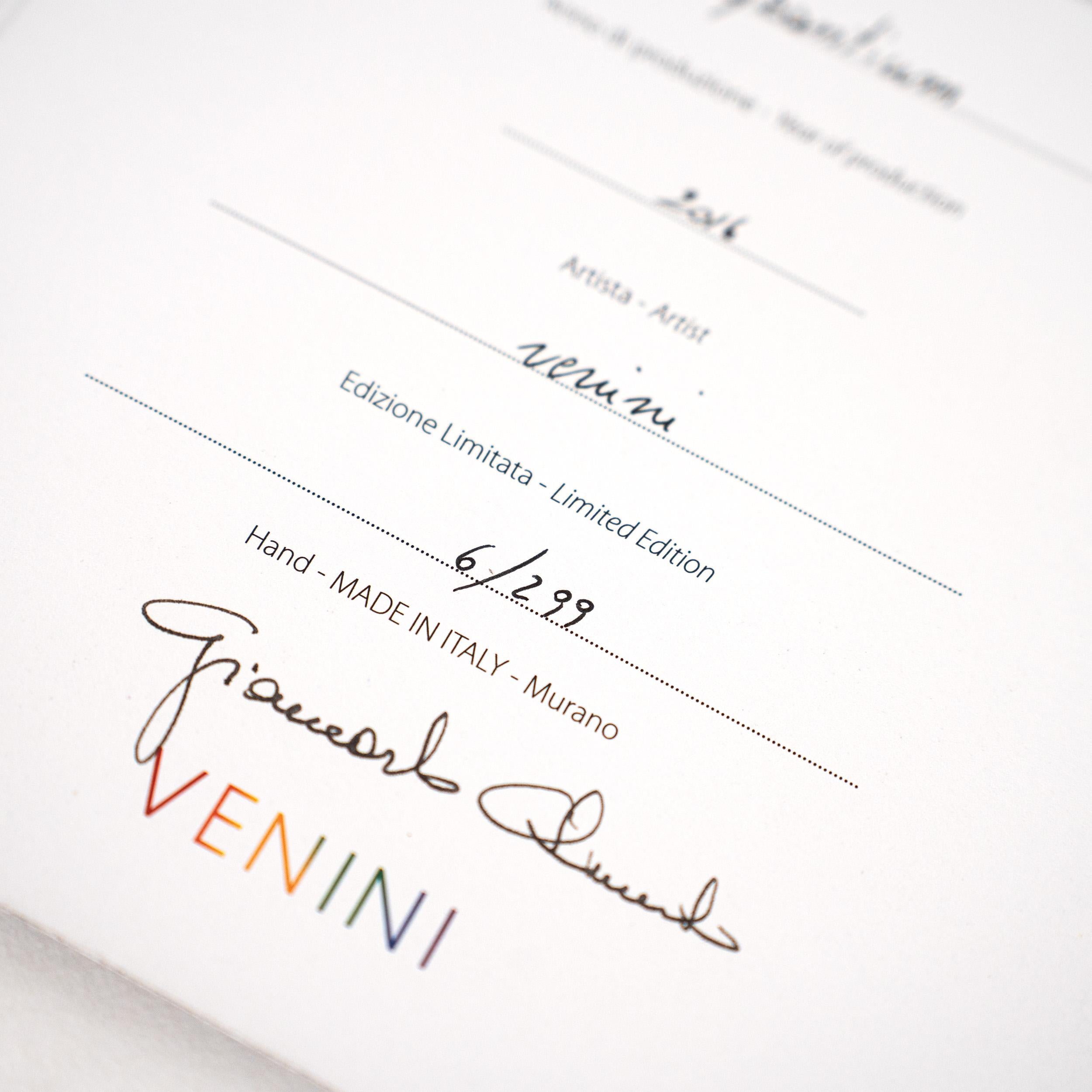 Set 2 gobelets Byzance Edition Limitée Venini, Bleu décoré de feuilles d'or en vente 4