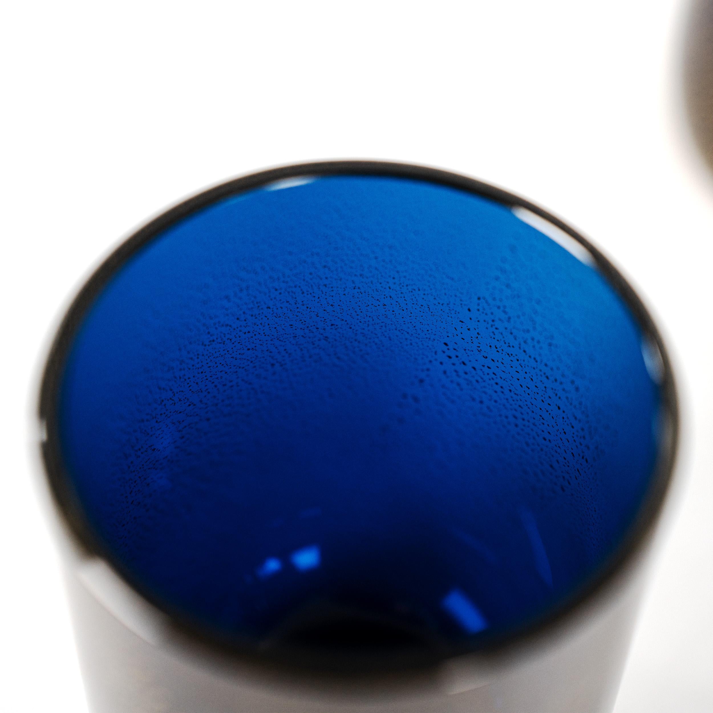 Set 2 gobelets Byzance Edition Limitée Venini, Bleu décoré de feuilles d'or en vente 1