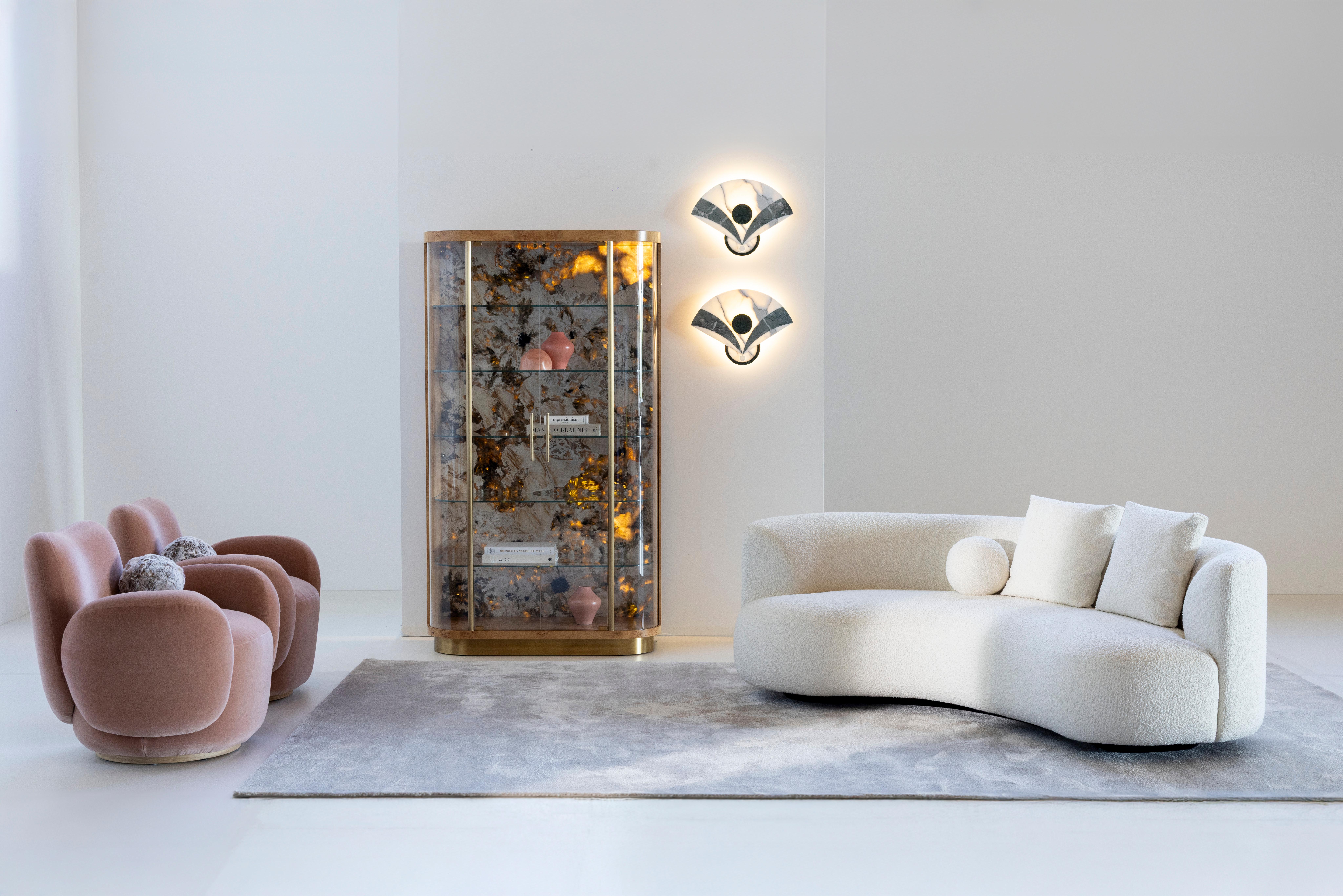 Set/2 Lámparas de Pared Chanel, Apliques, Mármol, Latón, Hecho a Mano Portugal by Greenapple en venta 11