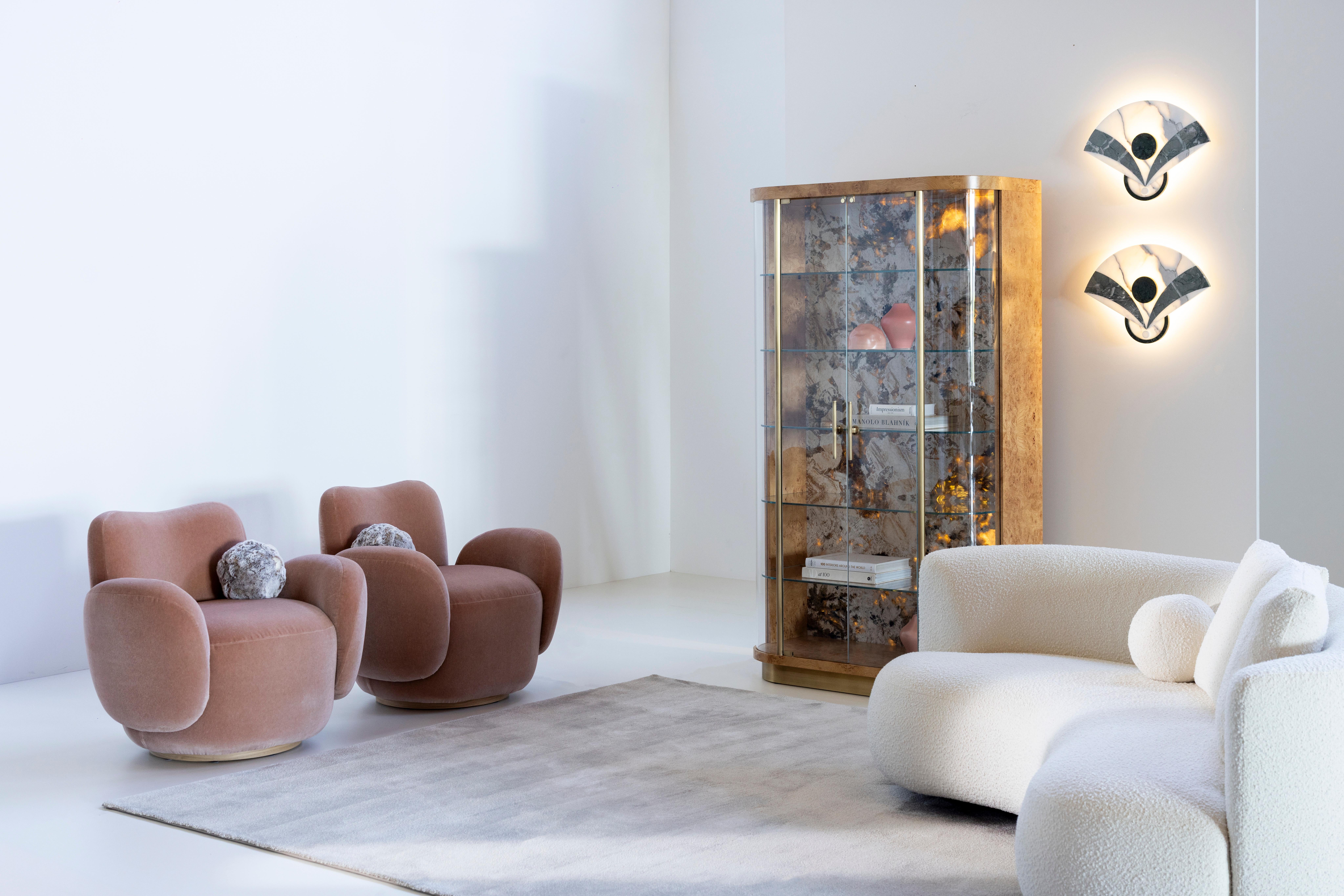 Set/2 Lámparas de Pared Chanel, Apliques, Mármol, Latón, Hecho a Mano Portugal by Greenapple en venta 12