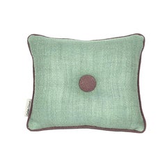 Lote de 2 cojines de lino color lima y aguamarina con botón