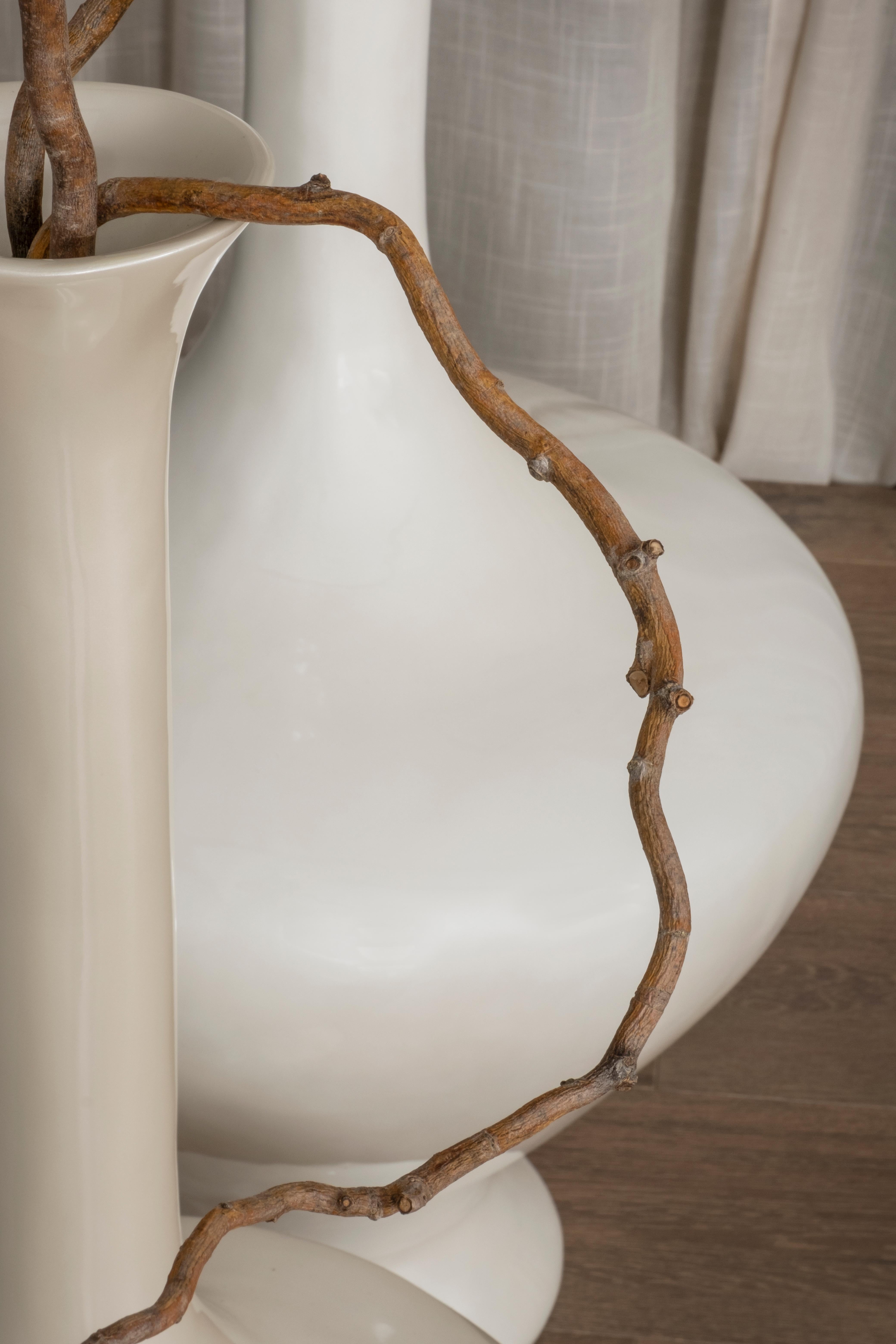 Modern Set/2 Decorative Floor Vases, Pearl White, Handmade by Lusitanus Home For Sale