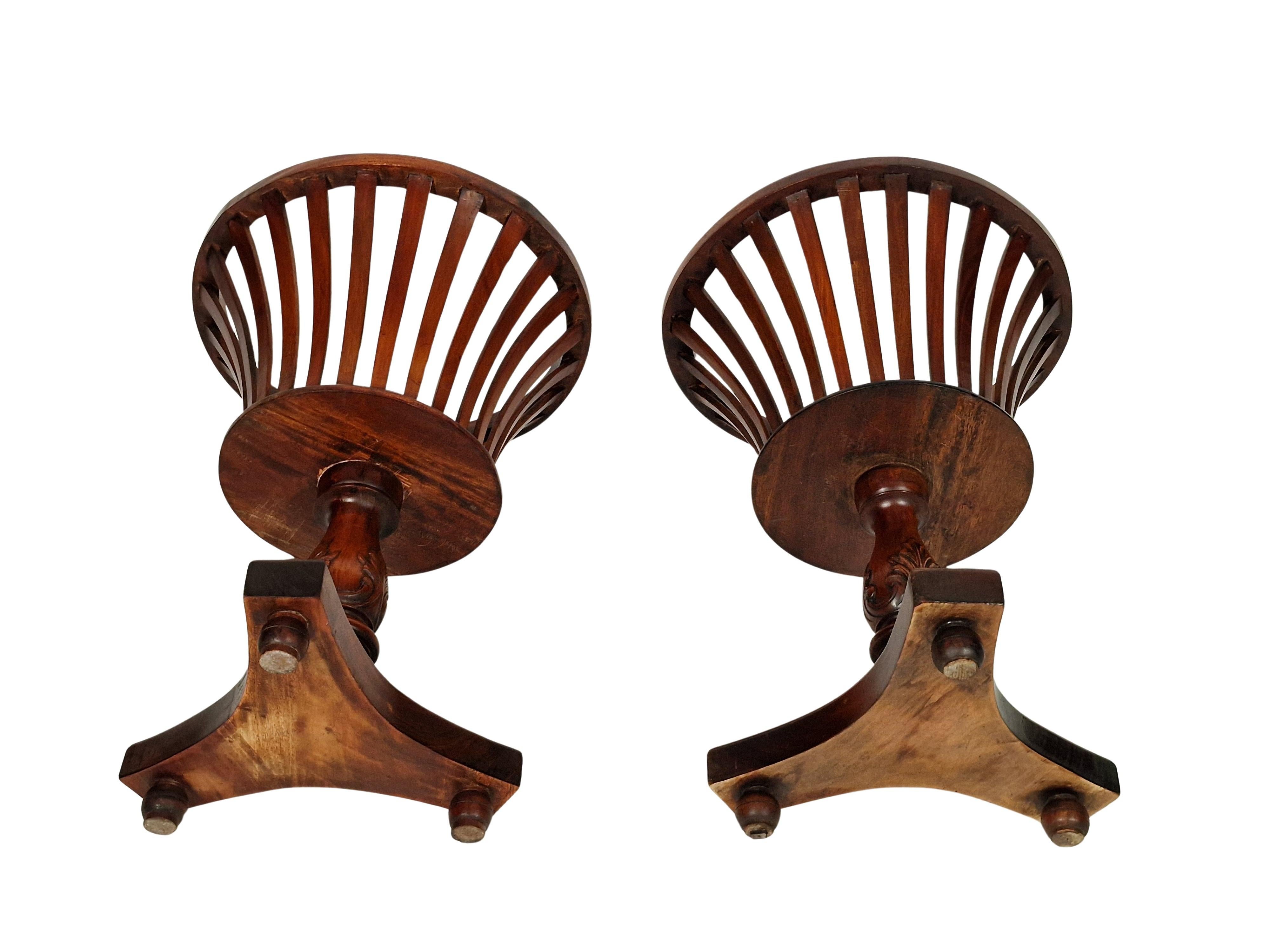 Set 2 huge plant stands solid mahogany, Regency style Biedermeier 1860s, Austria 4
