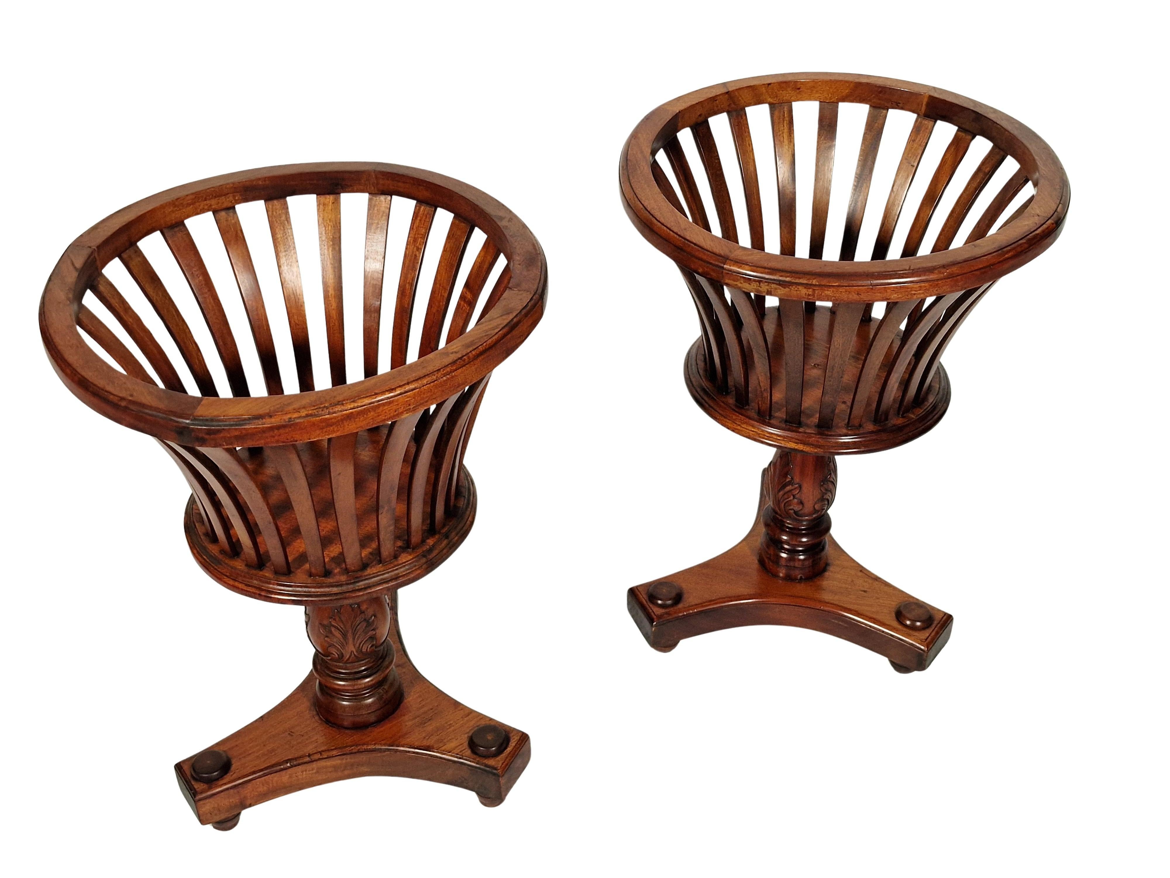 Set 2 huge plant stands solid mahogany, Regency style Biedermeier 1860s, Austria 9
