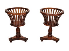 Set 2 huge plant stands solid mahogany, Regency style Biedermeier 1860s, Austria
