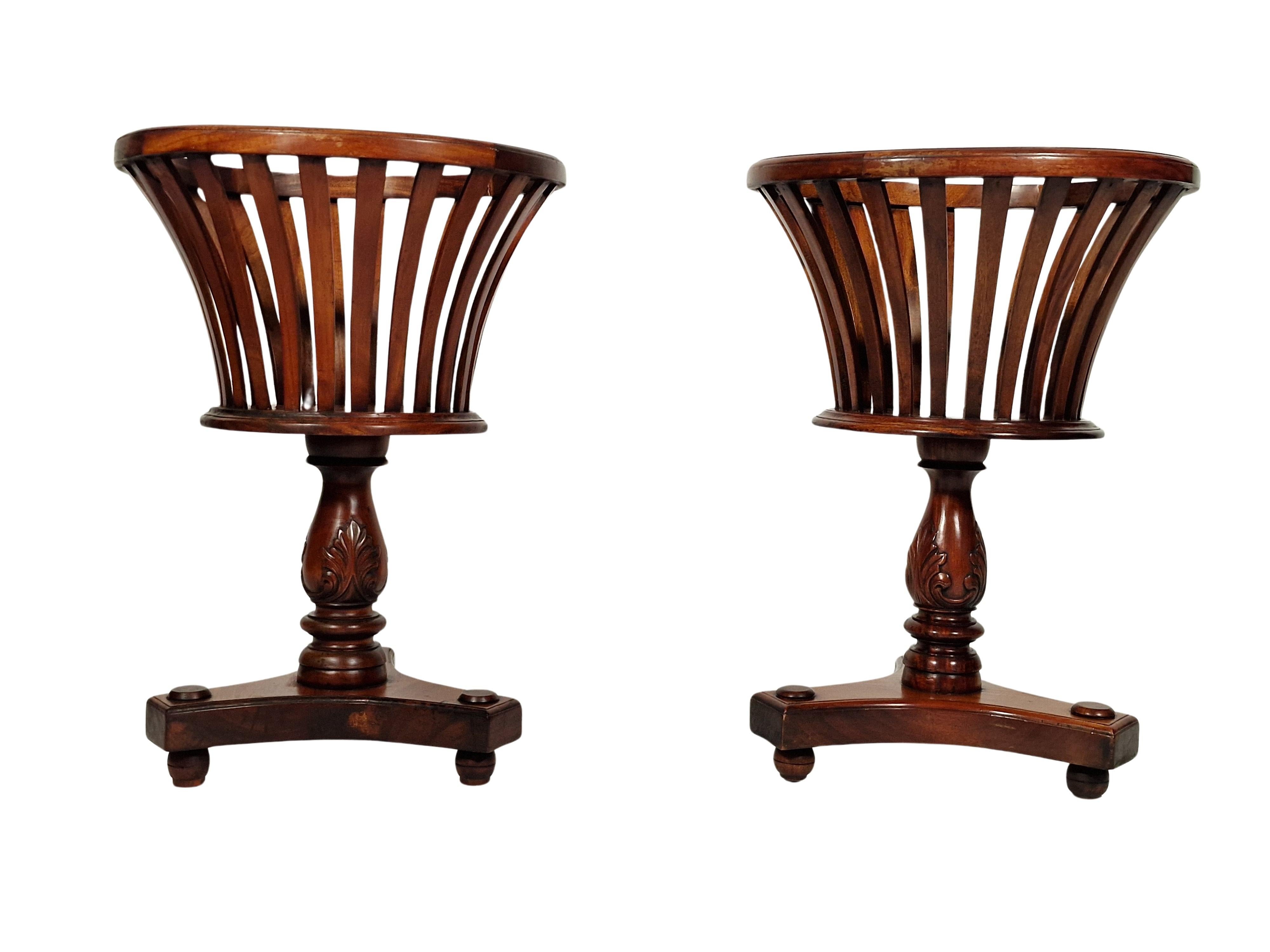 Austrian Set 2 huge plant stands solid mahogany, Regency style Biedermeier 1860s, Austria