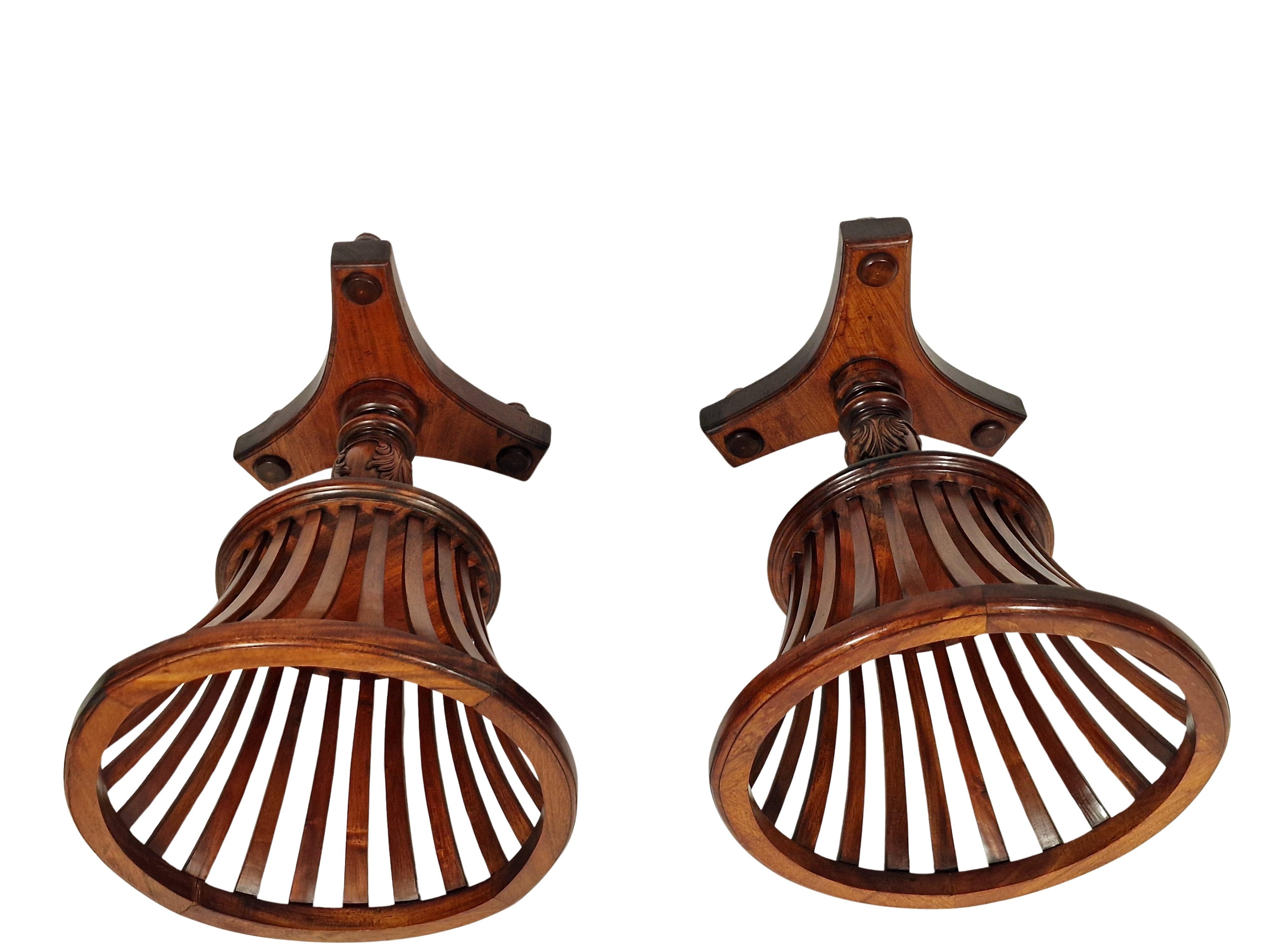 Set 2 huge plant stands solid mahogany, Regency style Biedermeier 1860s, Austria 3