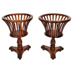 Set 2 huge plant stands solid mahogany, Regency style Biedermeier 1860s, Austria