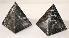 Set 2 Italian Green Marble Onyx Pyramid Table Base Lella, Massimo Vignelli Style
