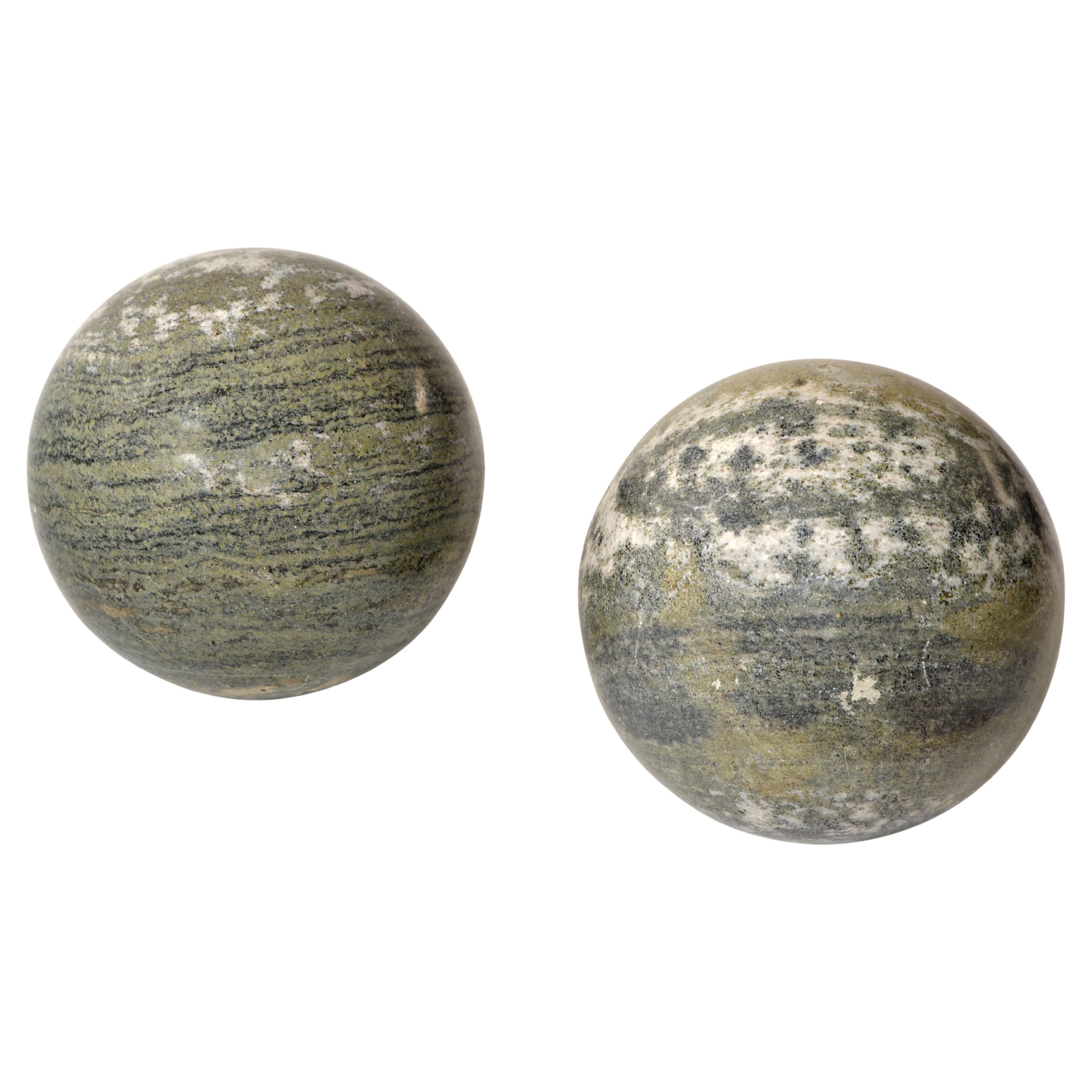 20th Century Set 2 Italian 'Meta' Marble Sphere Ball Table Base Lella, Massimo Vignelli Style For Sale