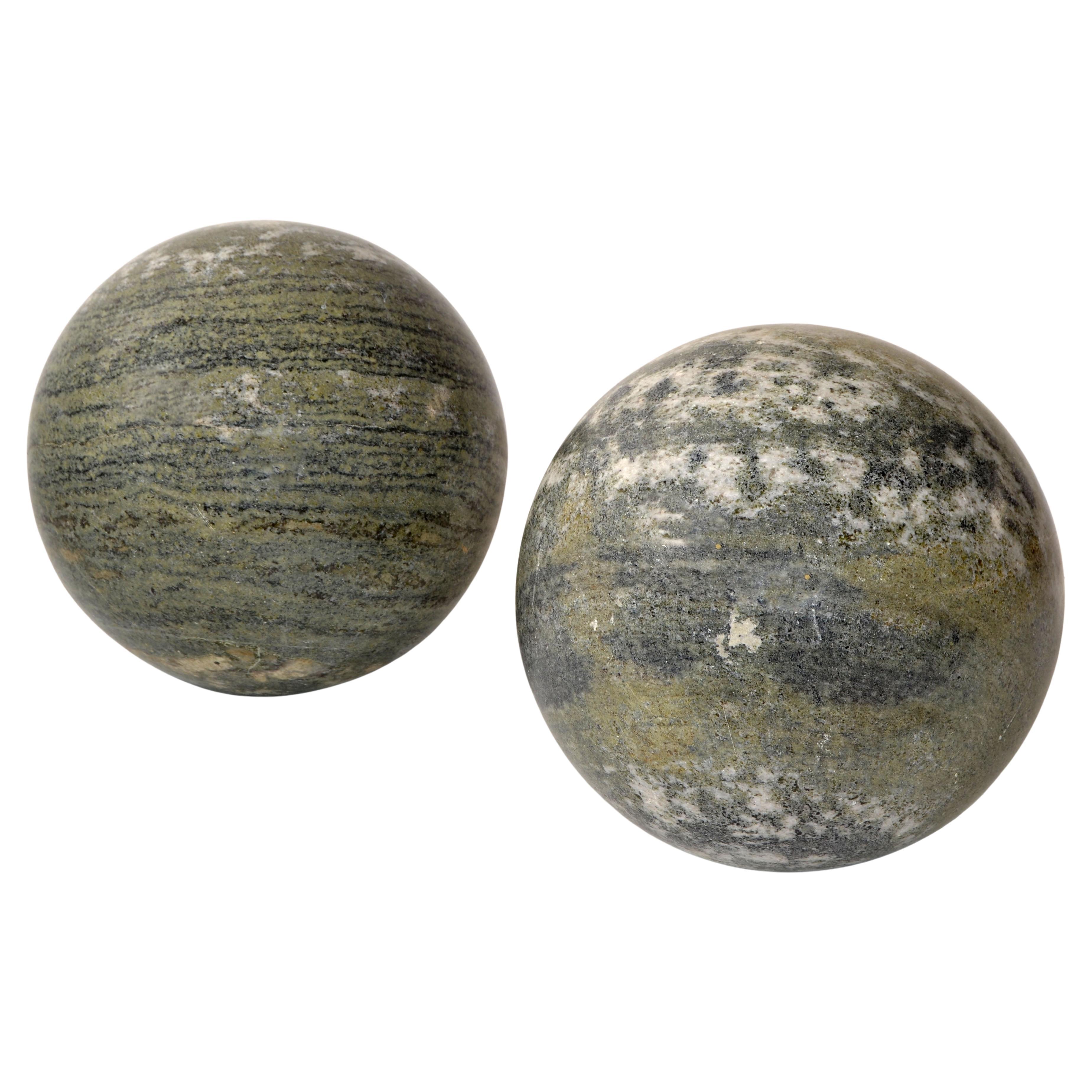 Set 2 Italian 'Meta' Marble Sphere Ball Table Base Lella, Massimo Vignelli Style For Sale 1