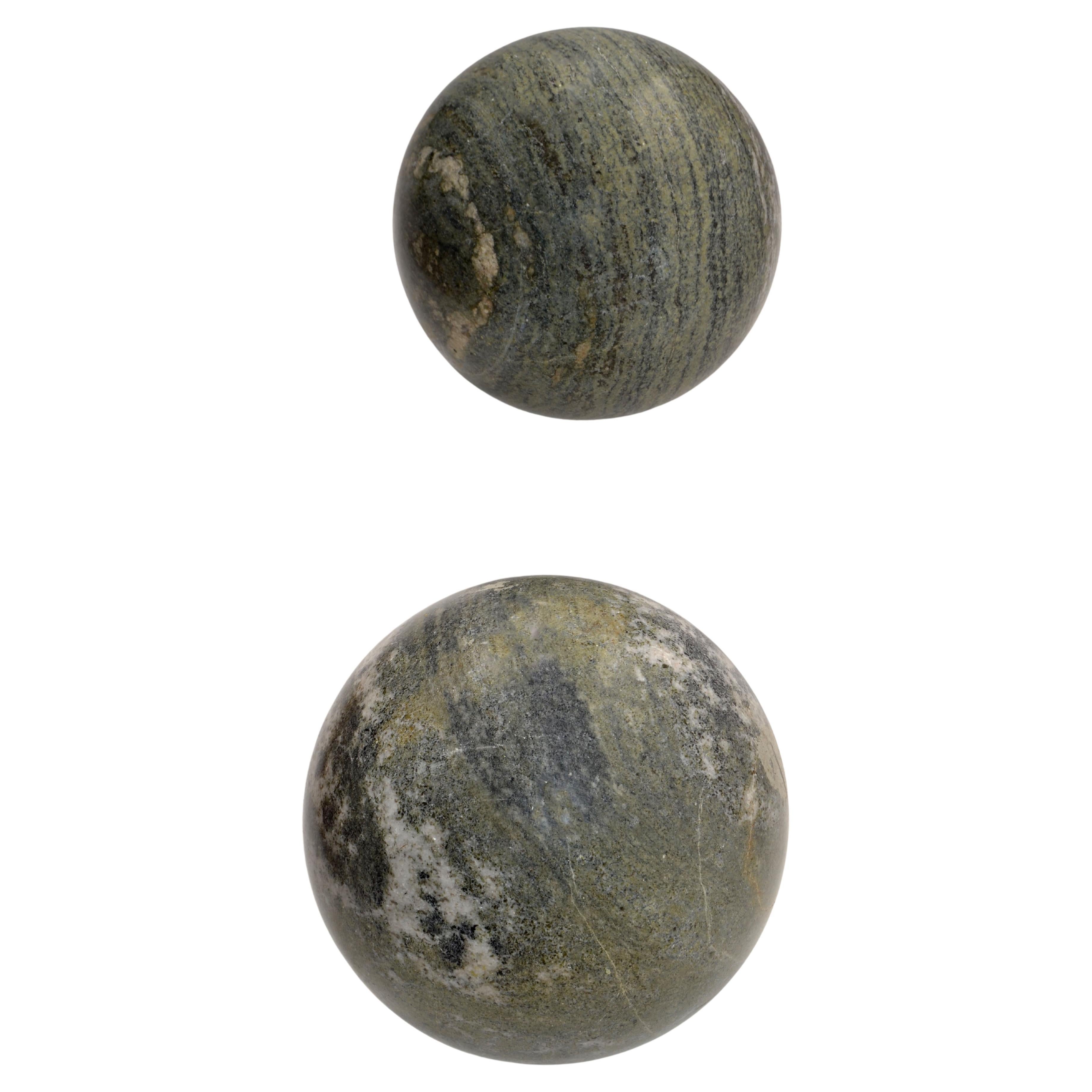 Set 2 Italian 'Meta' Marble Sphere Ball Table Base Lella, Massimo Vignelli Style For Sale 2