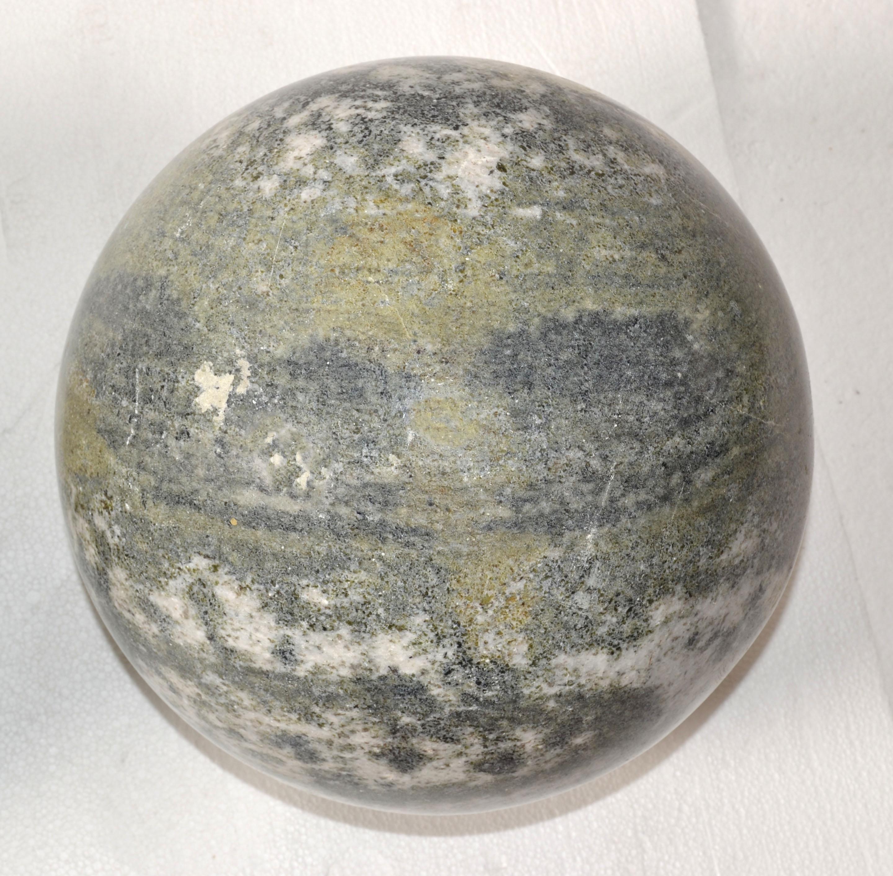 Set 2 Italian 'Meta' Marble Sphere Ball Table Base Lella, Massimo Vignelli Style For Sale 3