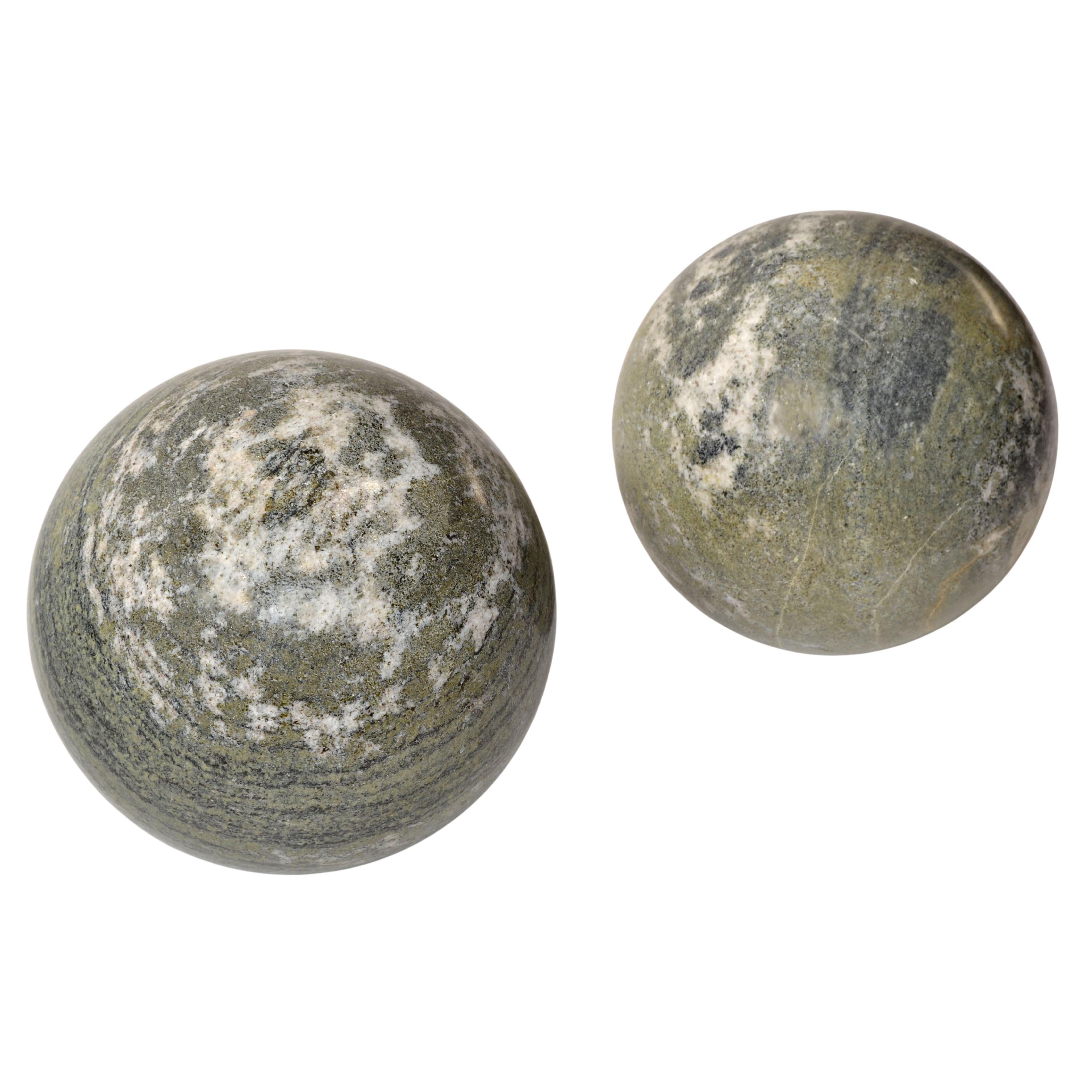 Set 2 Italian 'Meta' Marble Sphere Ball Table Base Lella, Massimo Vignelli Style