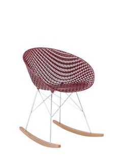 Set 2 Kartell Smatrik Rocking Chair in Plum with Chrome Legs by Tokujin Yoshioka