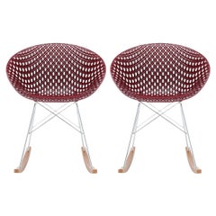 Ensemble de 2 chaises à bascule Kartell Smatrik en prune avec pieds chromés de Tokujin Yoshioka