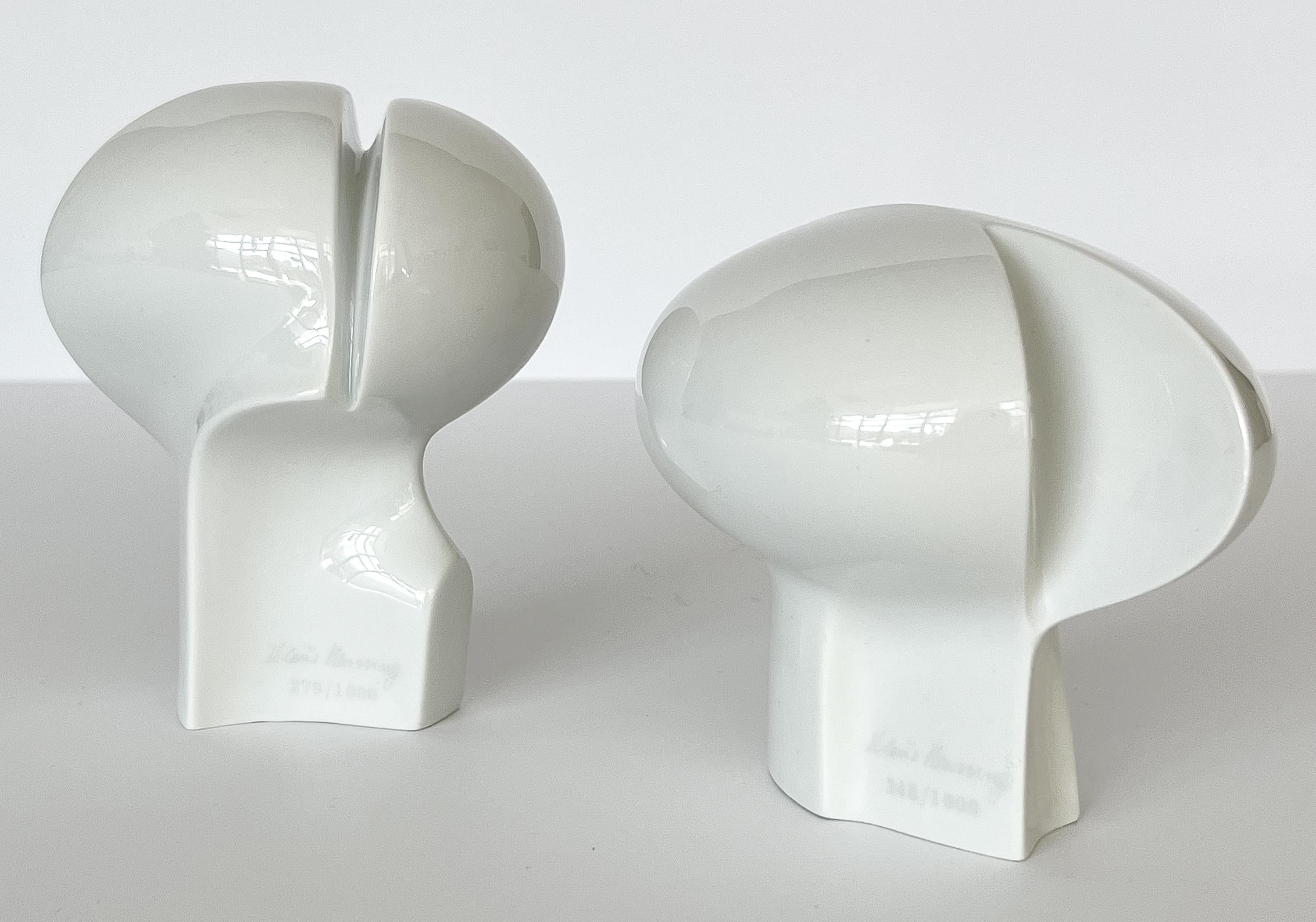 Glazed Set 2 Klaus Henning Abstract Porcelain Sculptures for Furstenberg West German