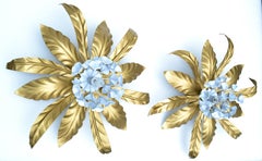 Set 2 Banci Firenze Gold & Weiß Stahl Wandleuchten, Mid-Century Modern