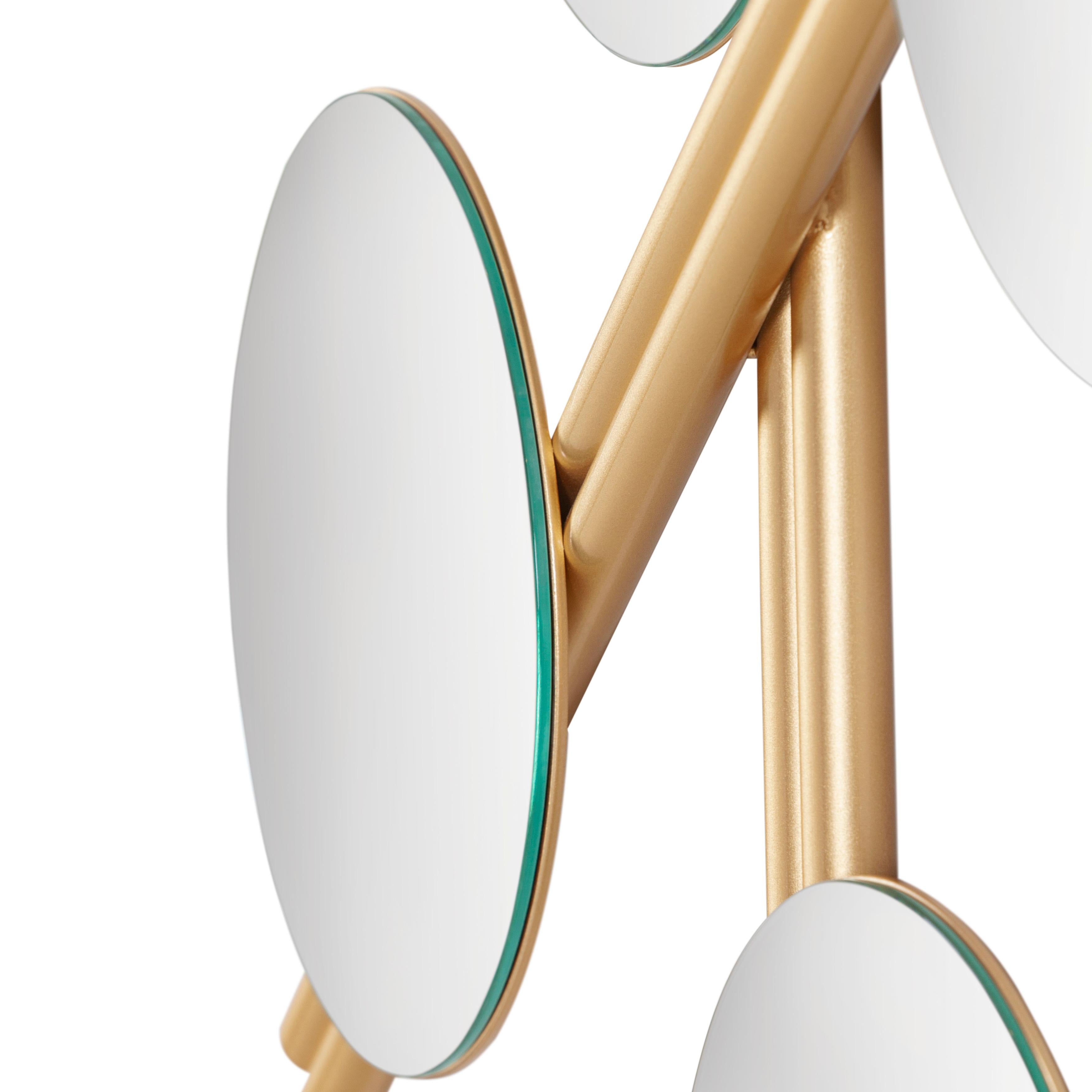 Ensemble de miroirs muraux modernes Flute/2, laiton oxydé, fabriqué à la main au Portugal par Greenapple en vente 3