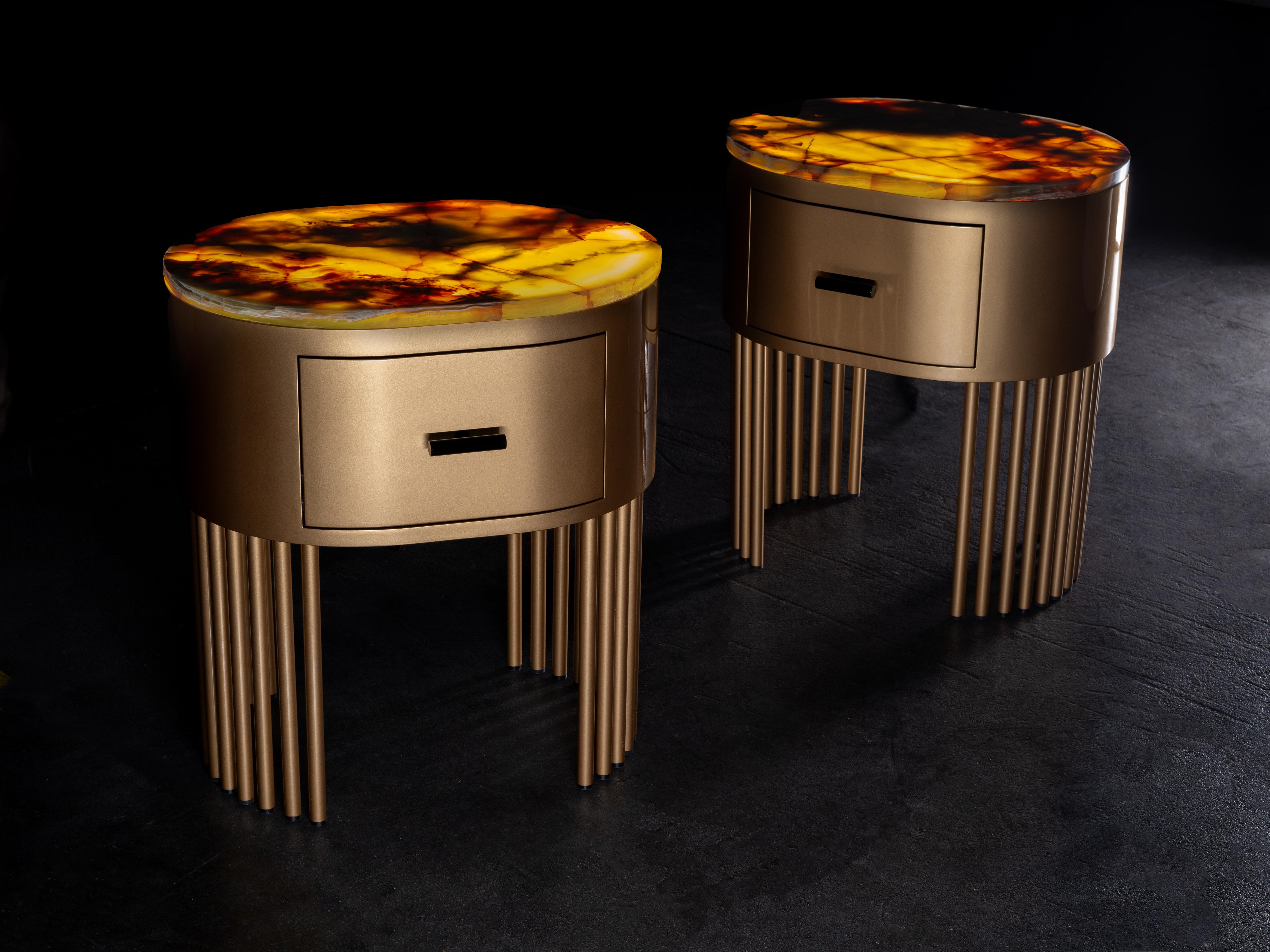 Set/2 tables de nuit modernes Mons Tables de chevet, Onyx, fait main Portugal Greenapple Neuf - En vente à Lisboa, PT