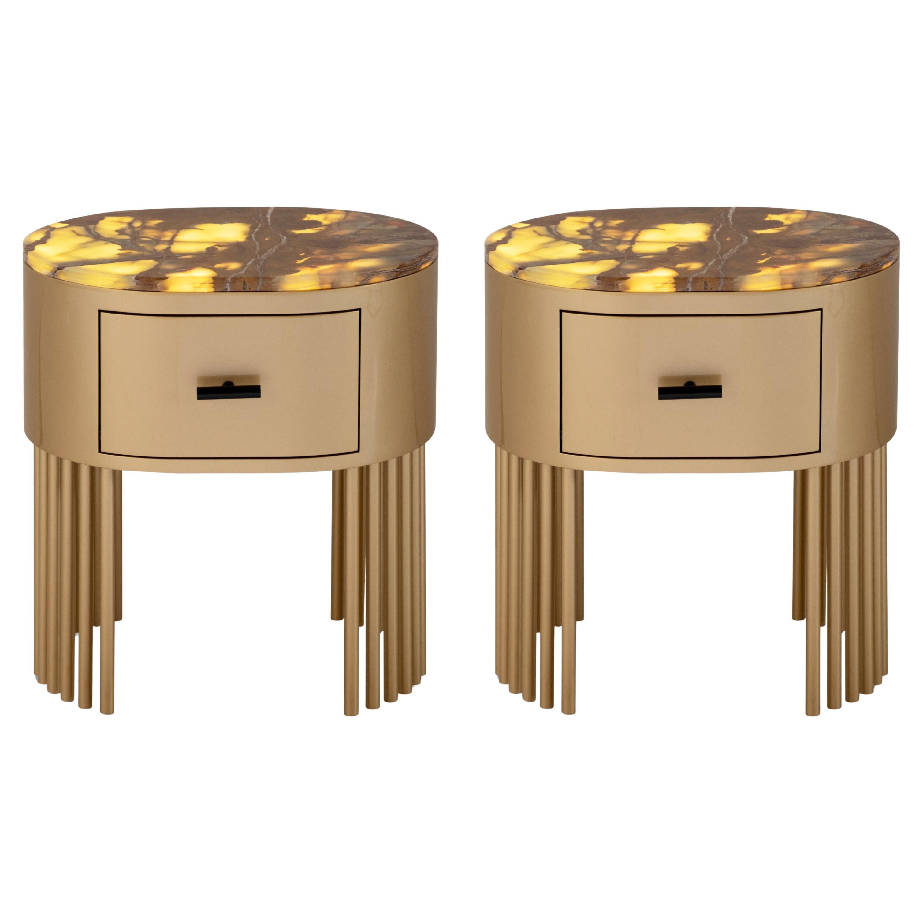 Set/2 tables de nuit modernes Mons Tables de chevet, Onyx, fait main Portugal Greenapple