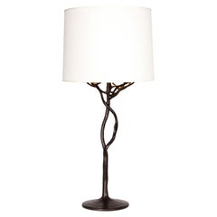 Set/2 Modern Organic Etna Table Lamp by Benediko, Bronze Plaster, White Shade