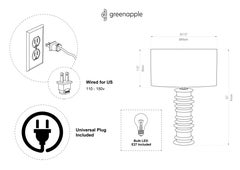 Set/2 Lámparas de Mesa Modernas, Cerámica, Pantalla de Seda, Hechas a Mano Portugal, Greenapple