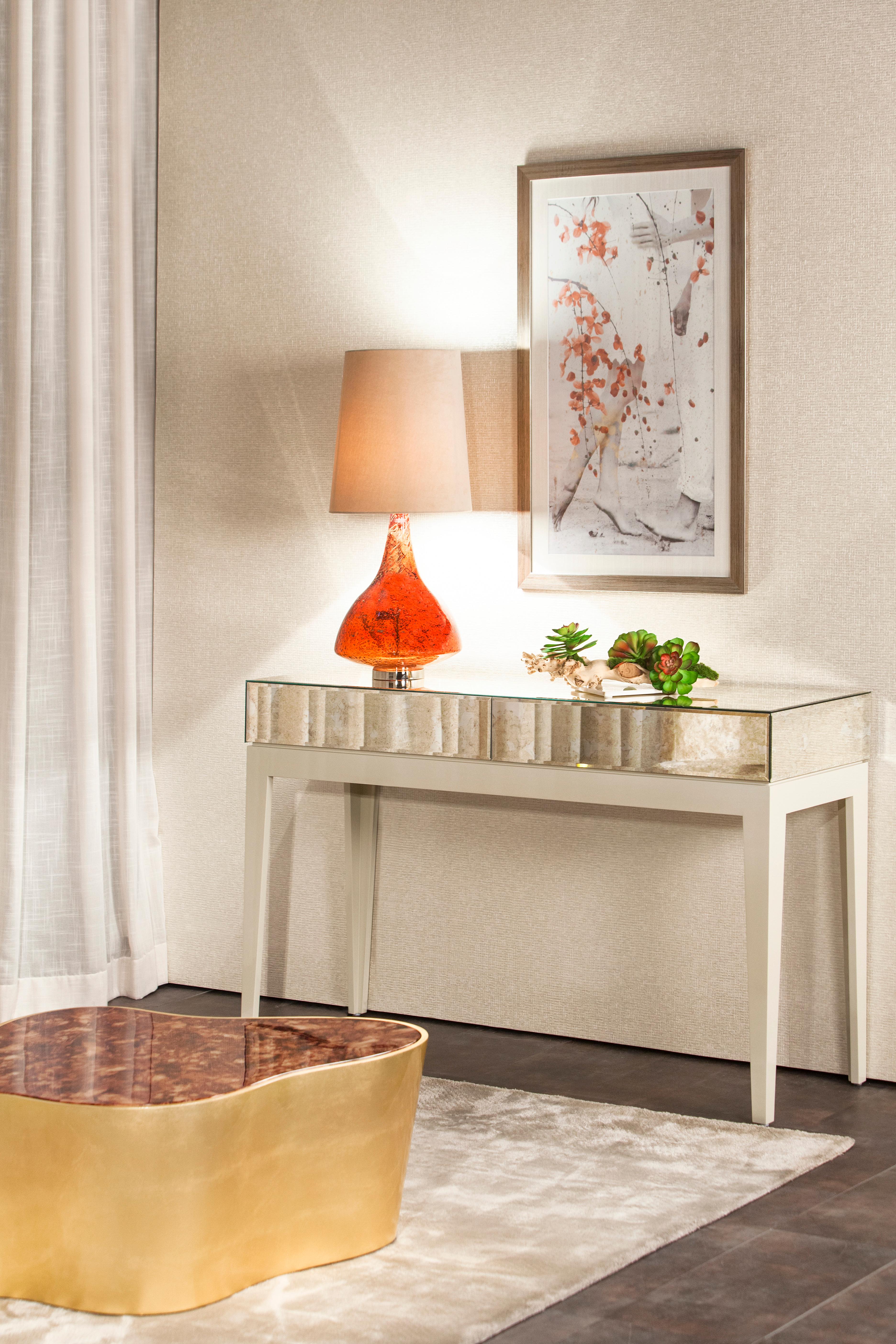 Set/2 lampes de table Modernity, base en verre, abat-jour en satin, fait à la main par Greenapple en vente 4