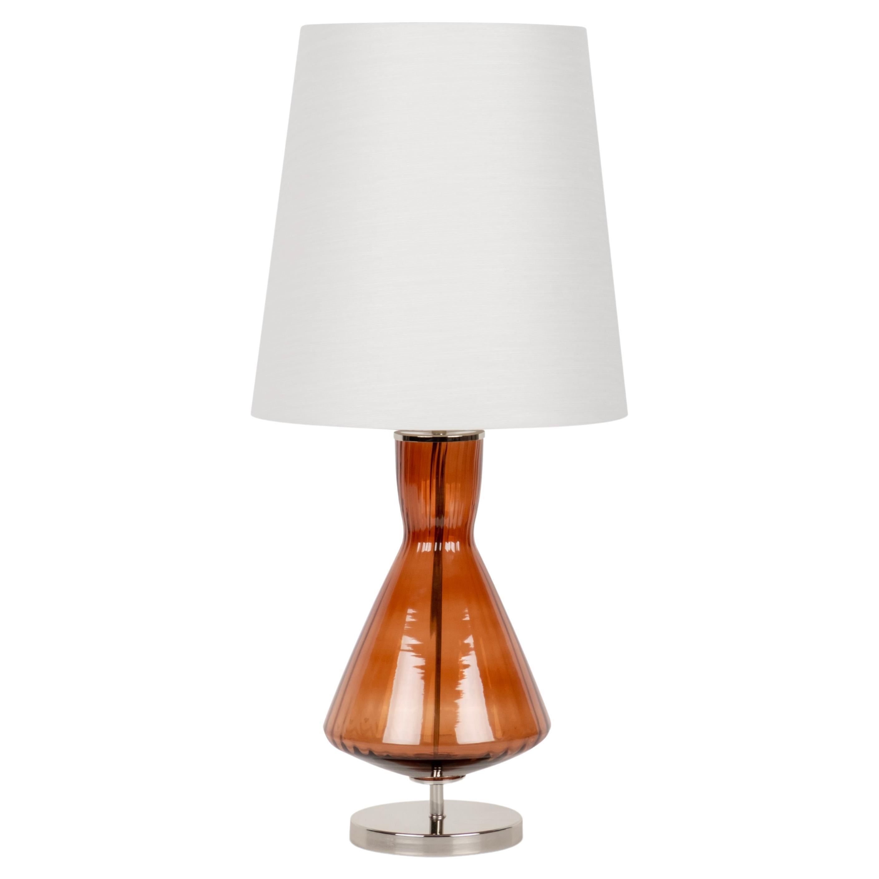 Moderne Set/2 lampes de table Modernity, base en verre, abat-jour en soie, fait à la main par Greenapple en vente