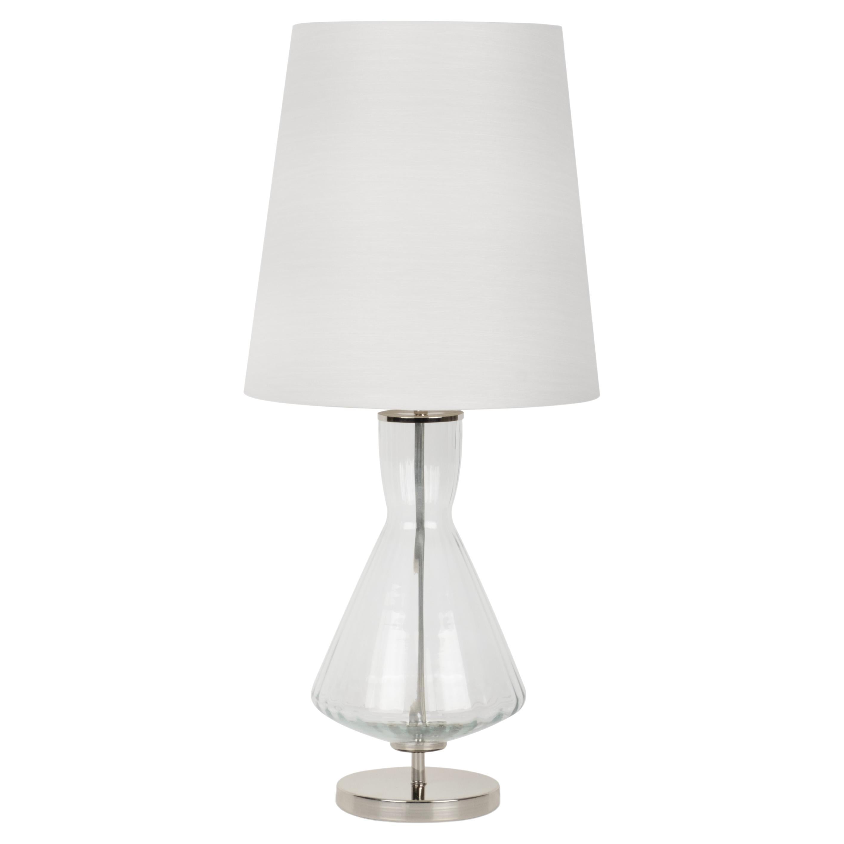 Moderne Set/2 lampes de table Modernity, base en verre, abat-jour en soie, fait à la main par Greenapple en vente