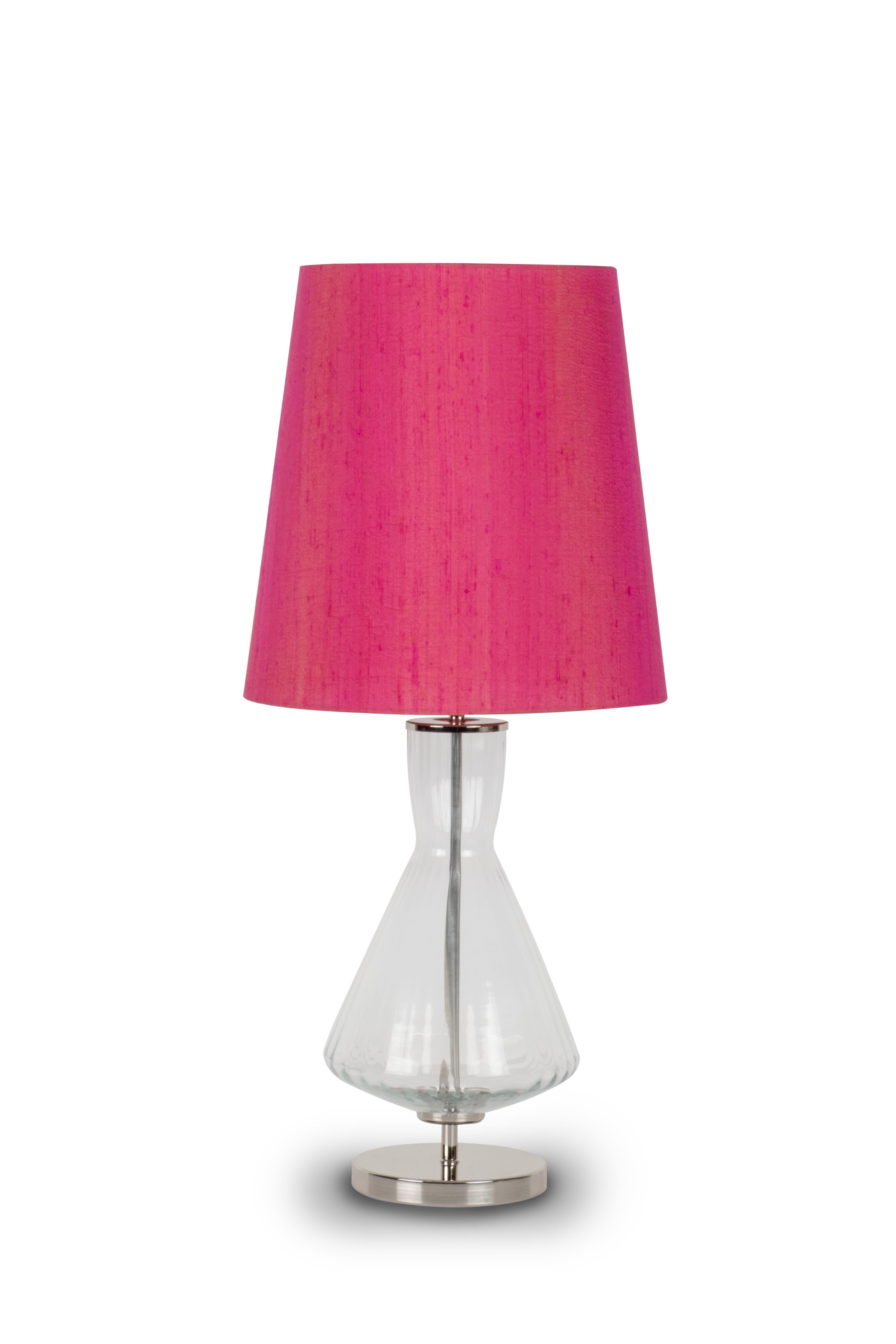 Set/2 lampes de table Modernity, base en verre, abat-jour en soie, fait à la main par Greenapple Neuf - En vente à Lisboa, PT