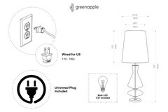 Set/2 Modern Table Lamps, Glass Base, Silk Lampshade, Handmade by Greenapple