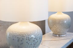 Set/2 Lámparas de Mesa Modernas, Base de Porcelana, Pantalla Satinada, Hechas a Mano Manzana Verde