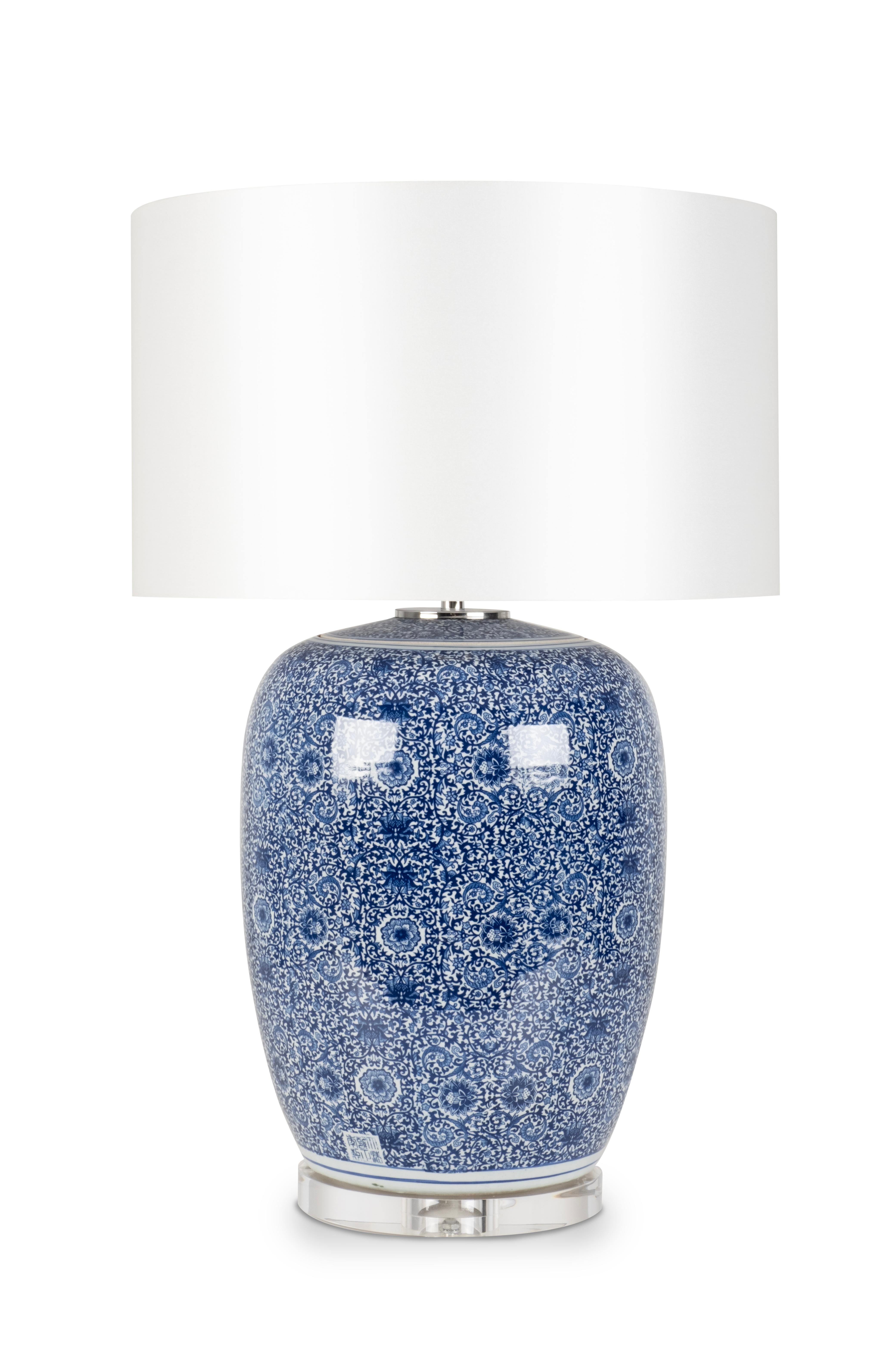 Set/2 Modern Table Lamps, Porcelain Base, Satin Lampshade, Handmade Greenapple In New Condition For Sale In Lisboa, PT